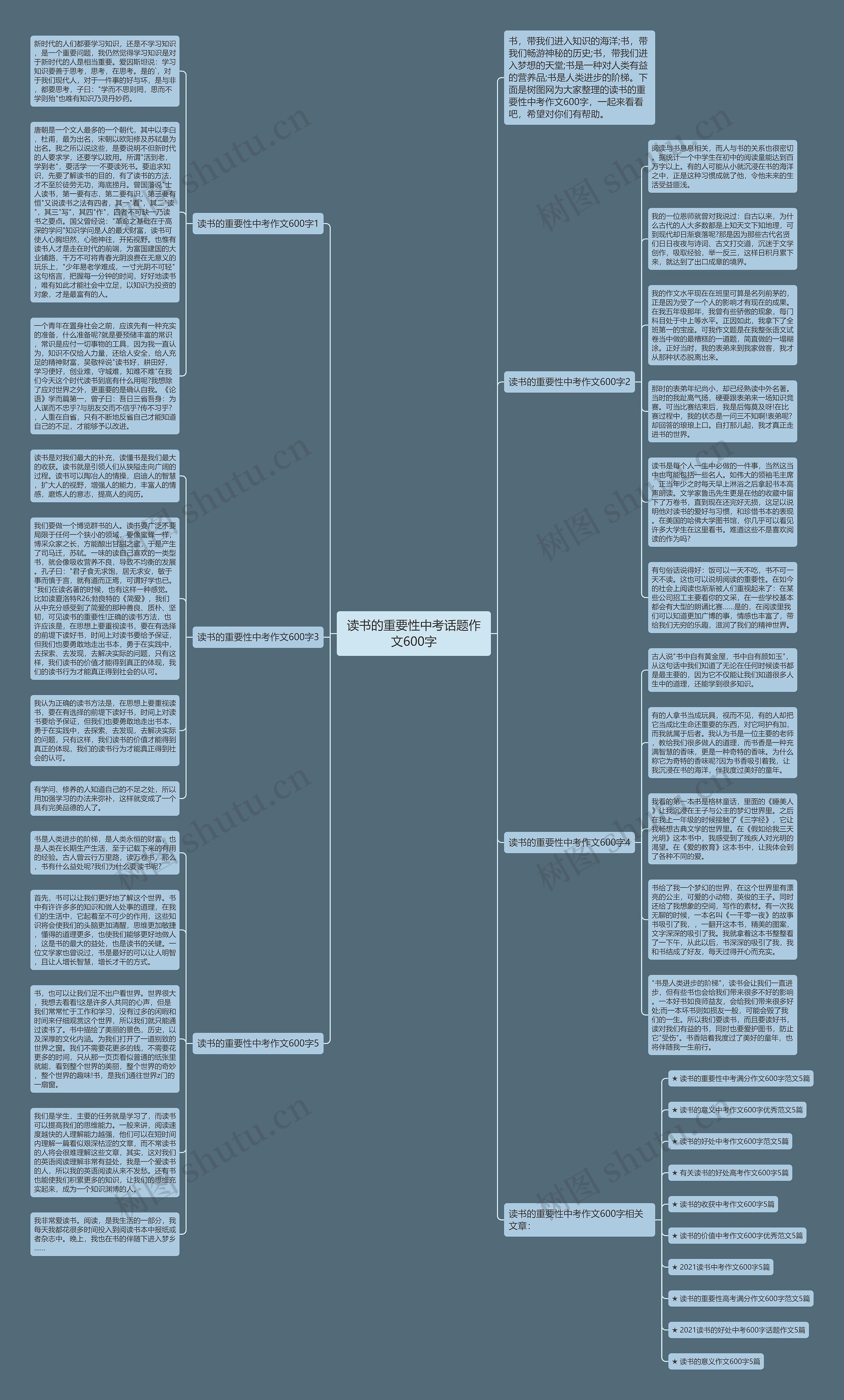 读书的重要性中考话题作文600字思维导图