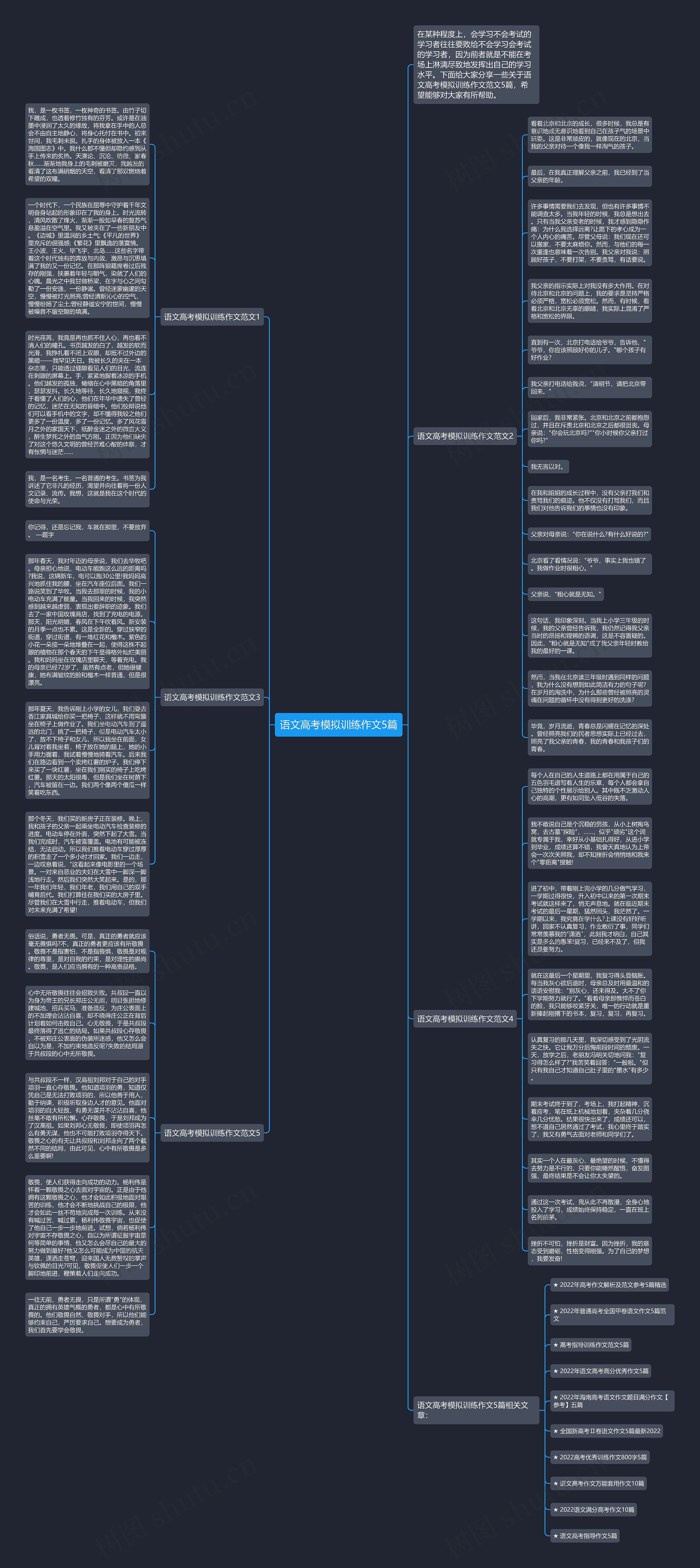 语文高考模拟训练作文5篇思维导图