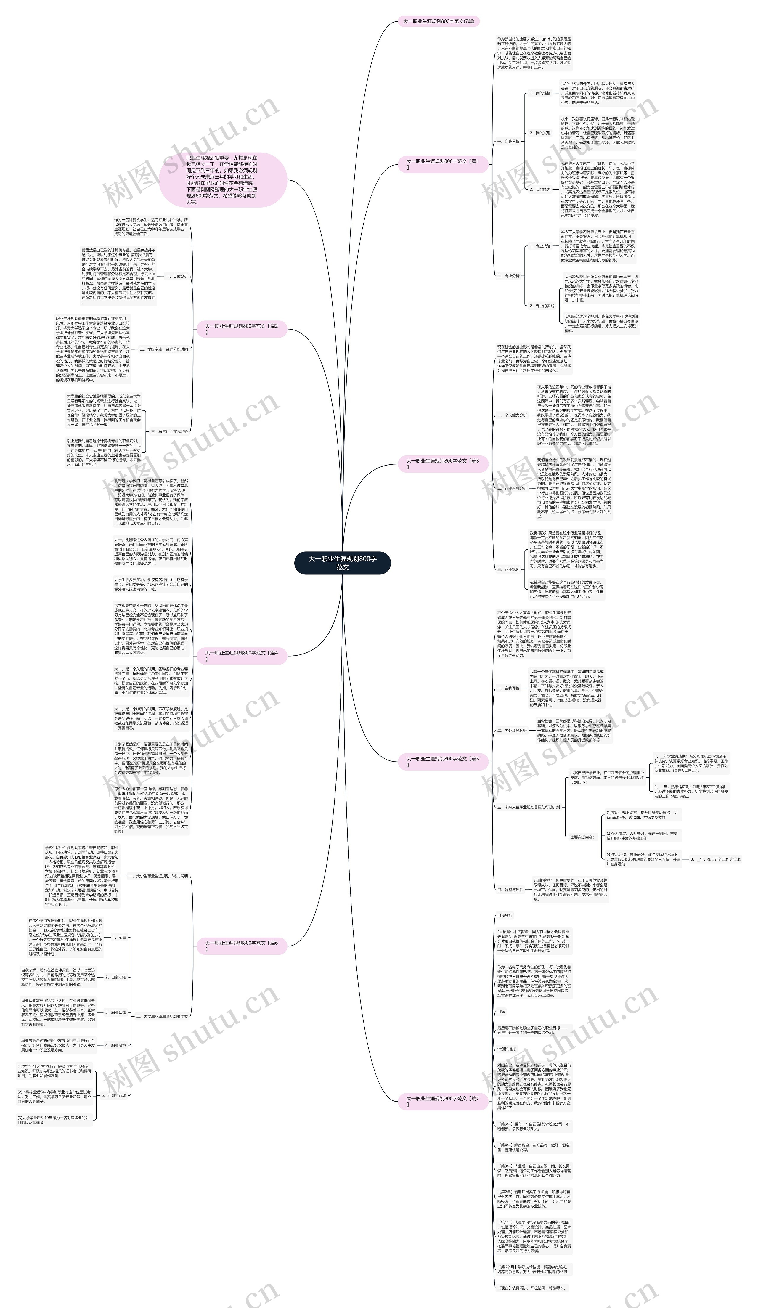 大一职业生涯规划800字范文思维导图