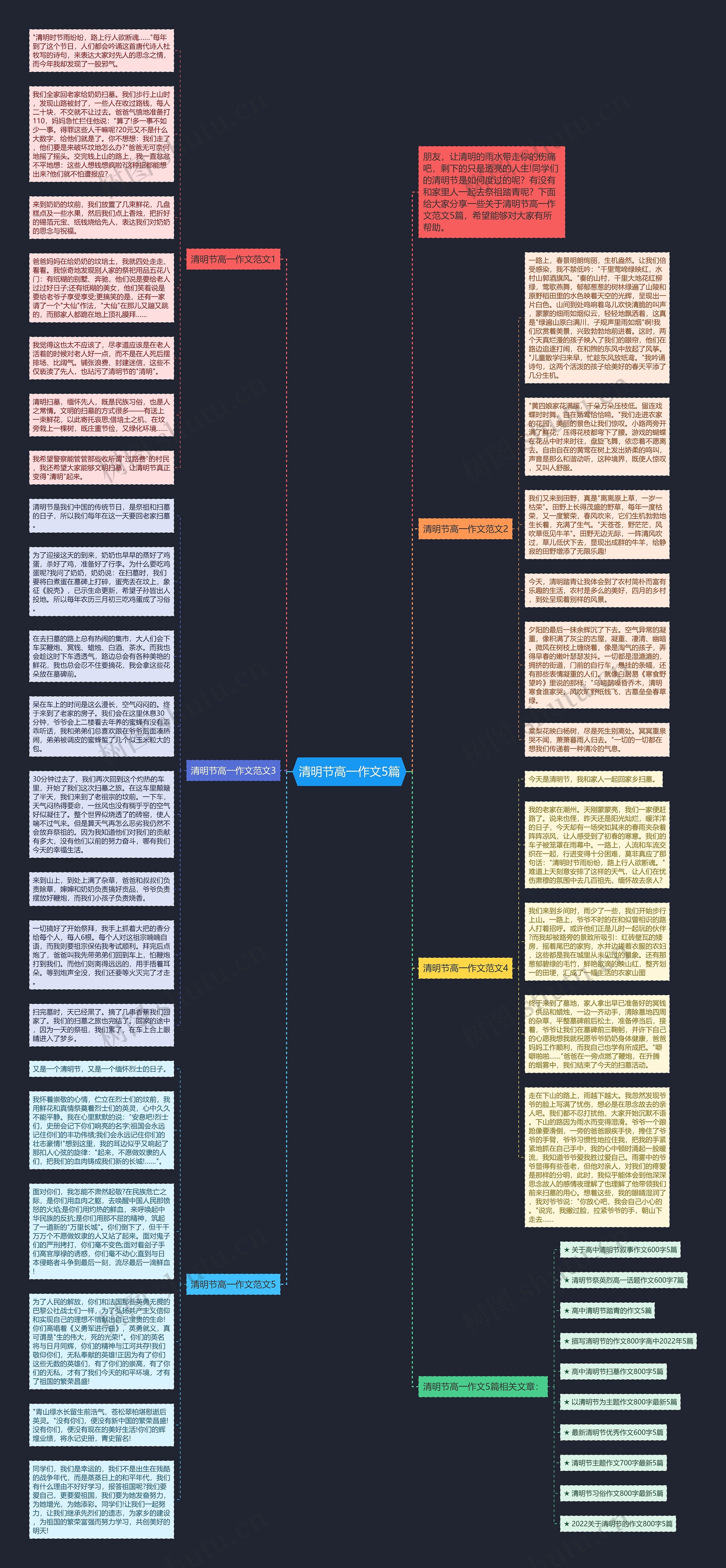 清明节高一作文5篇思维导图