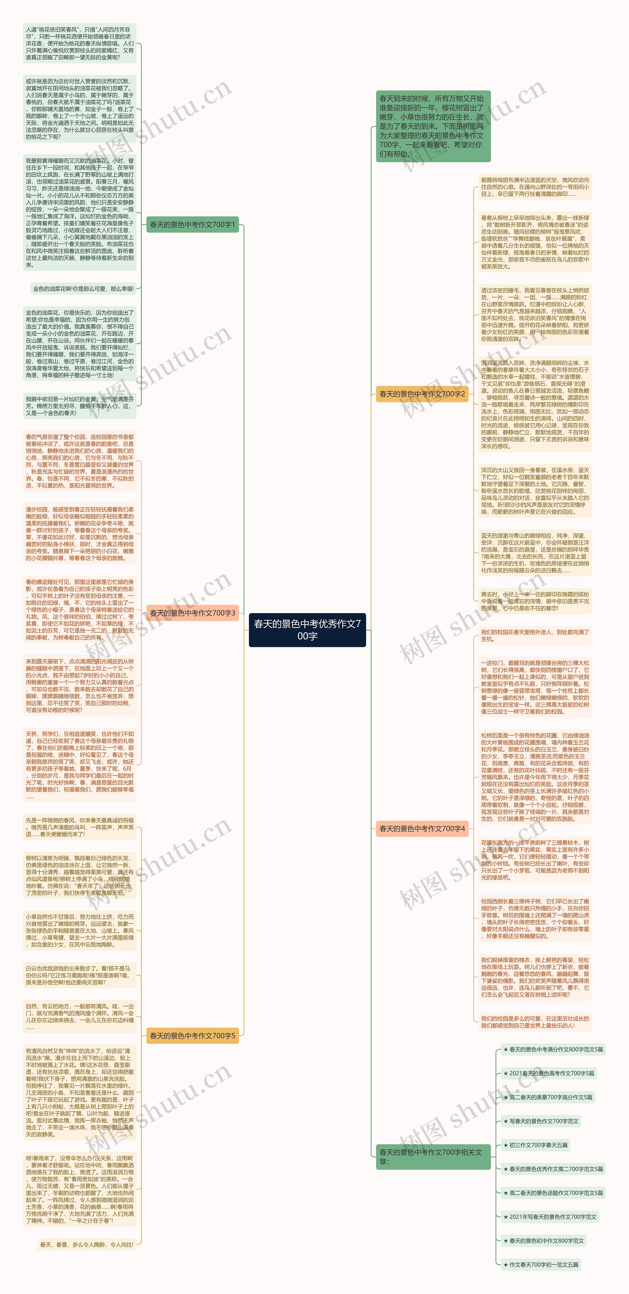 春天的景色中考优秀作文700字思维导图