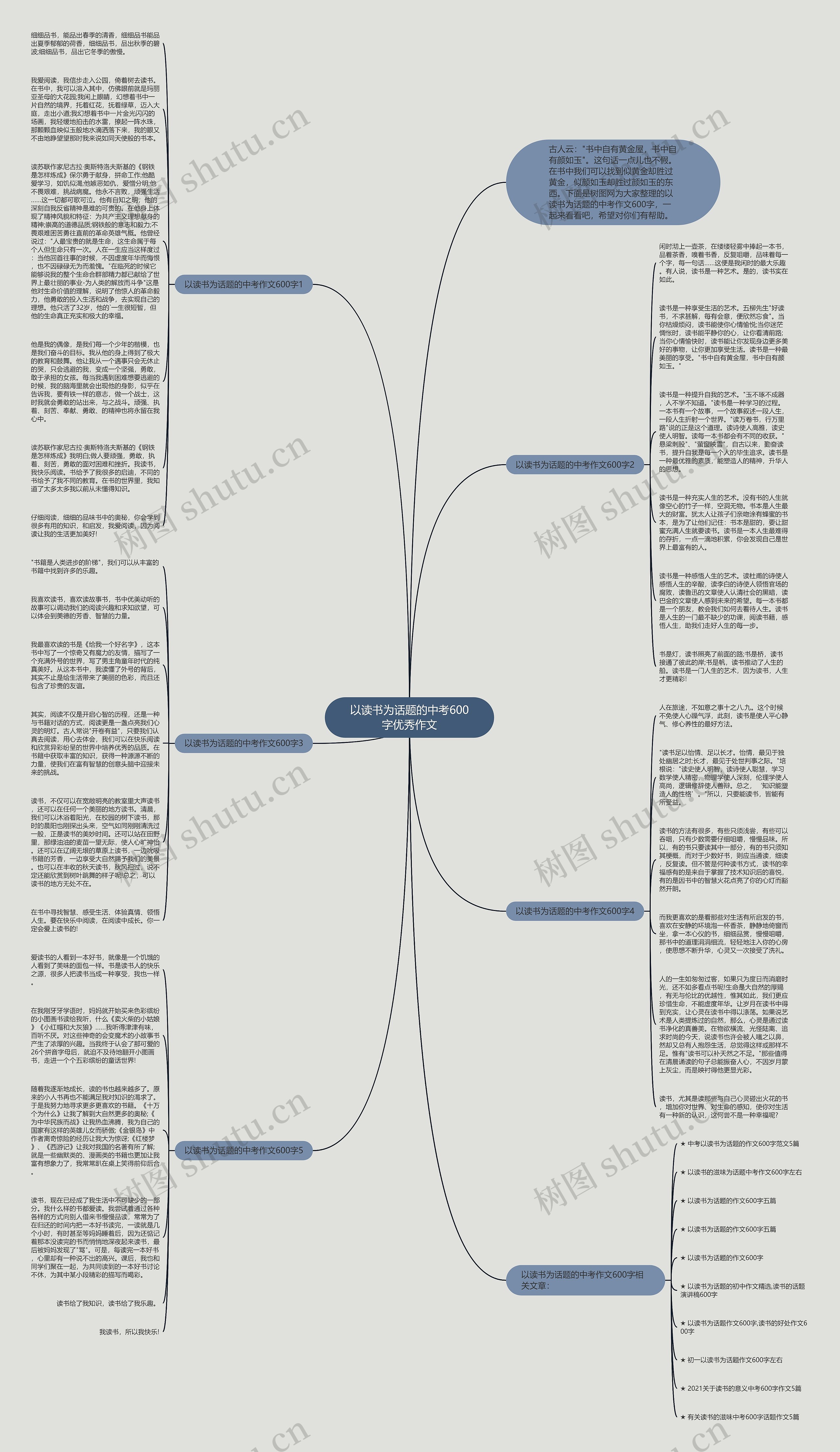 以读书为话题的中考600字优秀作文思维导图