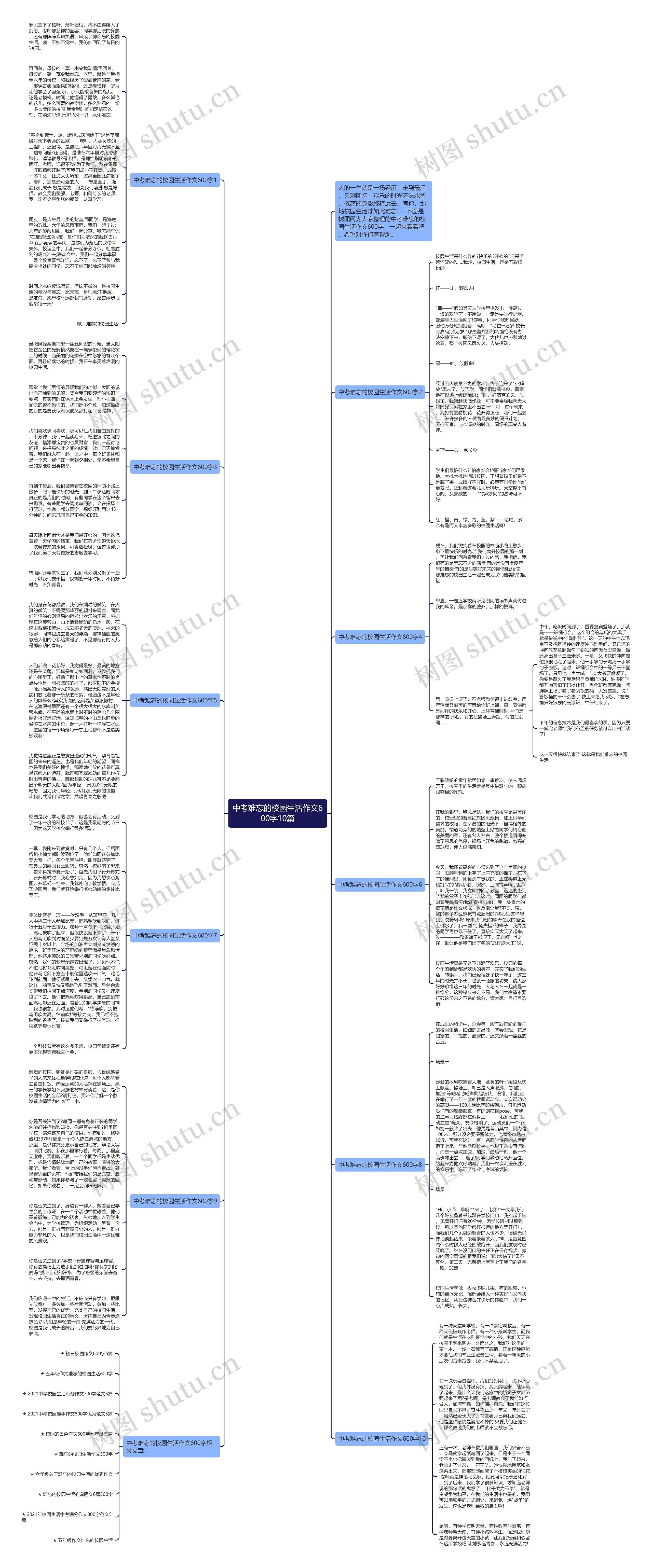 中考难忘的校园生活作文600字10篇思维导图