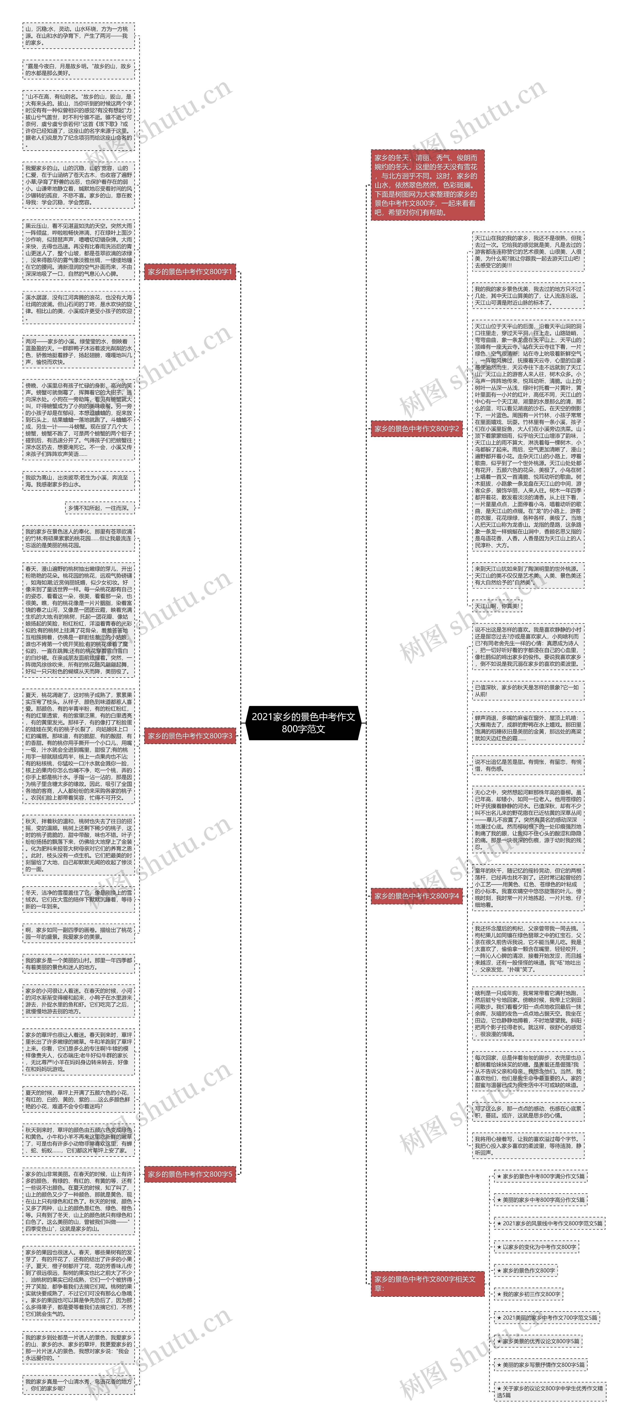 2021家乡的景色中考作文800字范文思维导图