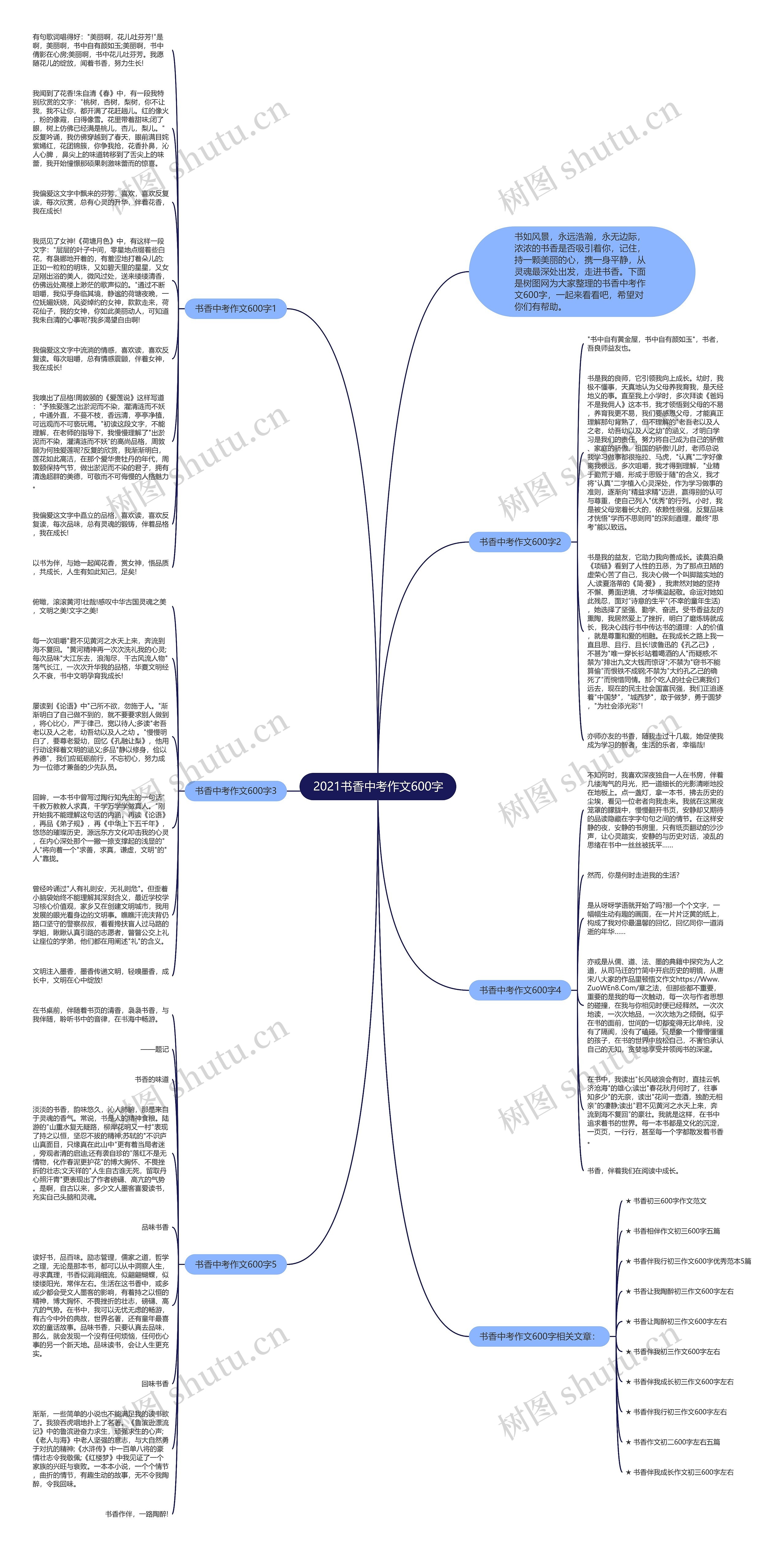 2021书香中考作文600字思维导图