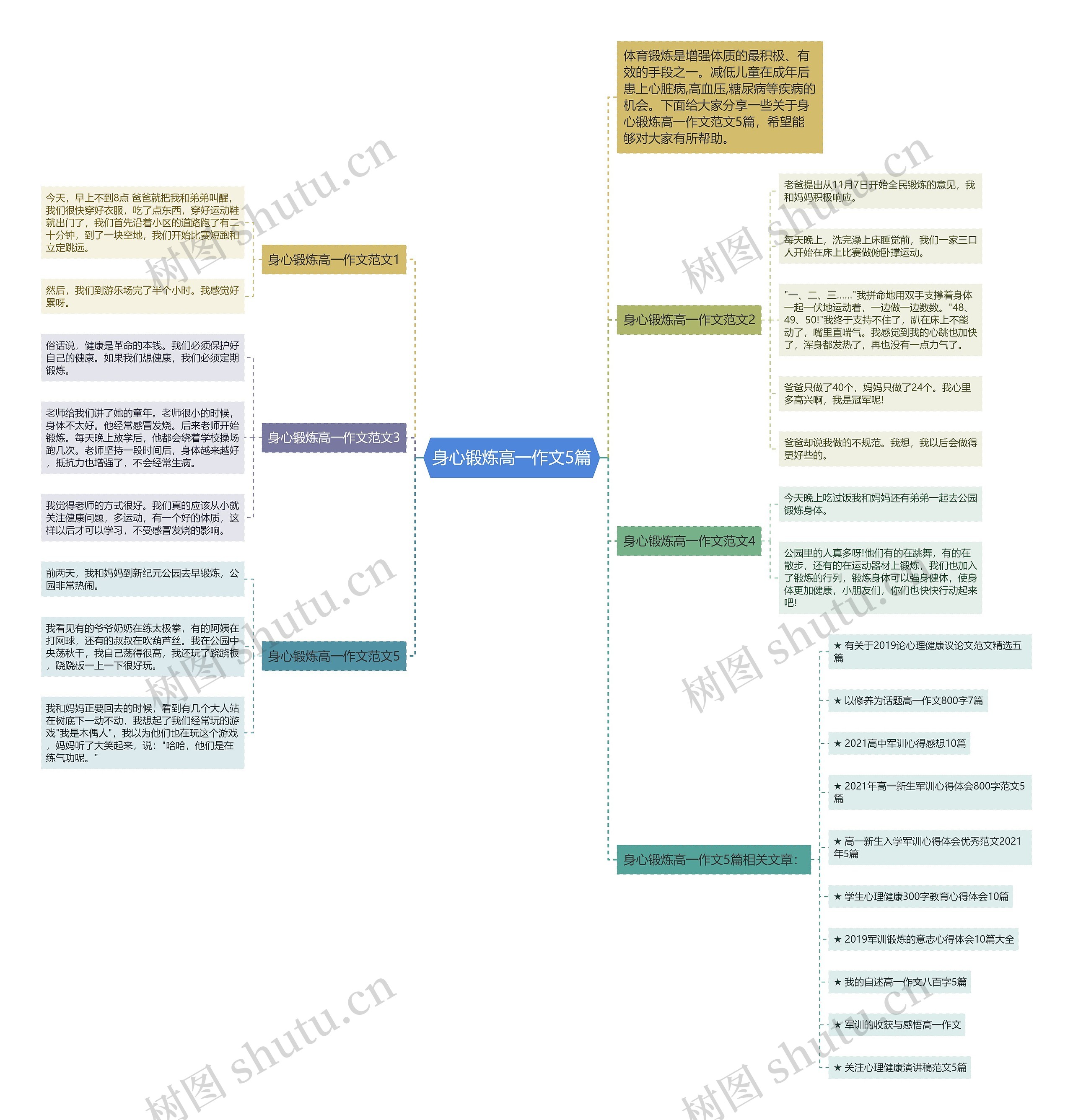 身心锻炼高一作文5篇思维导图