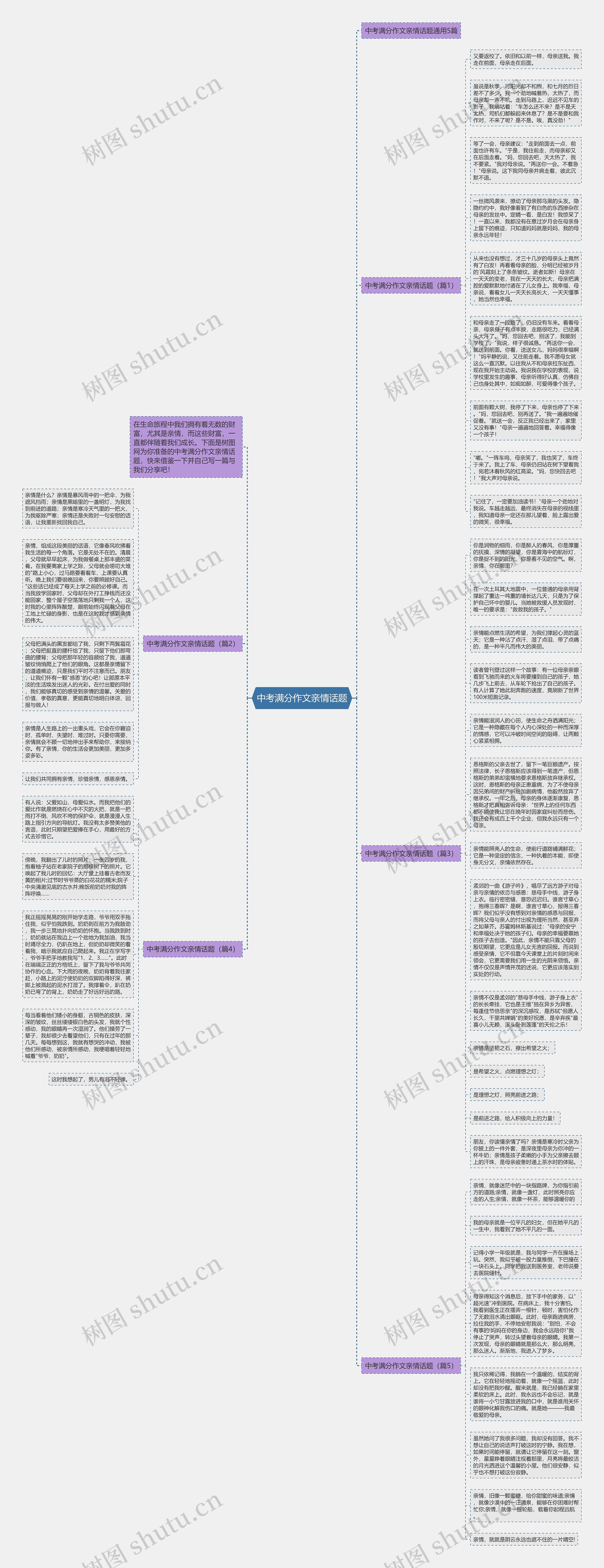 中考满分作文亲情话题思维导图