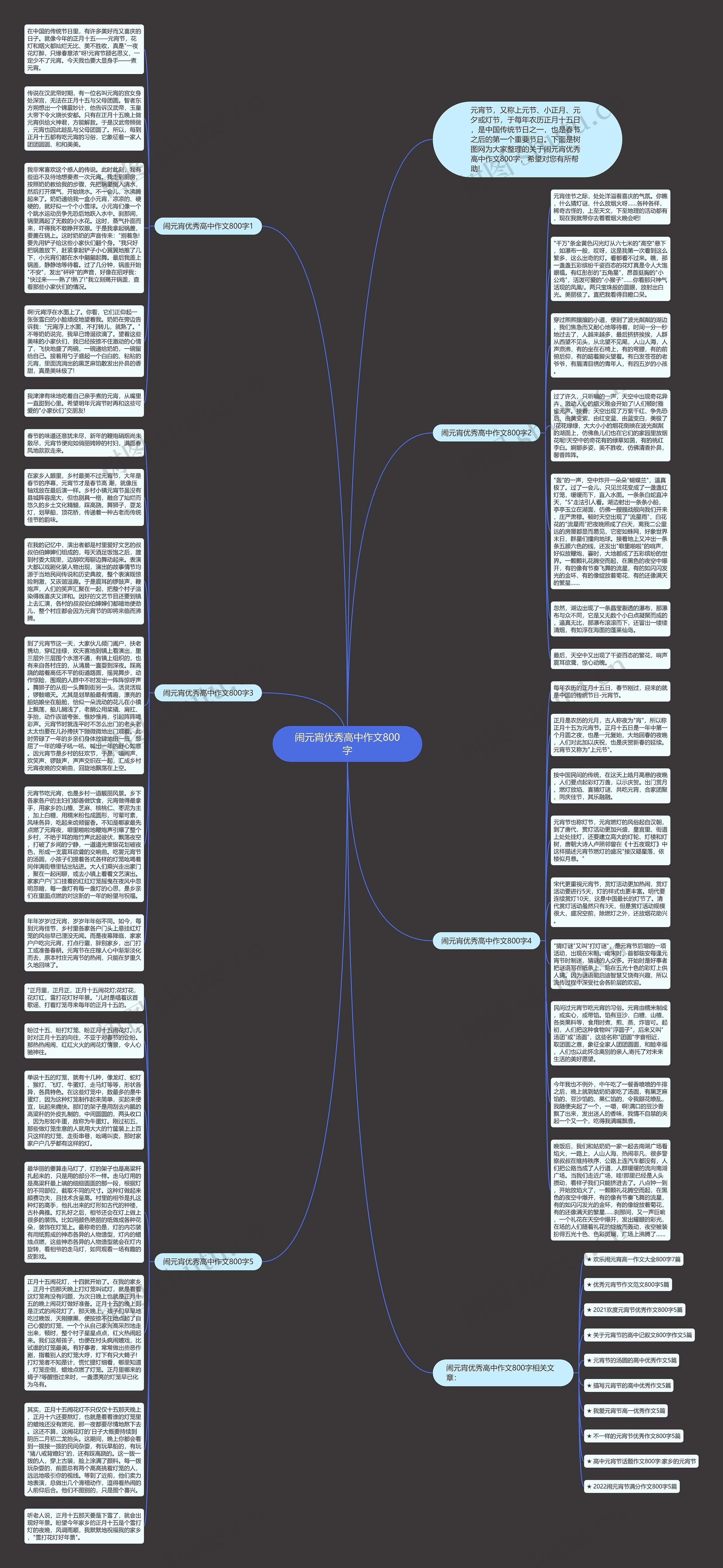 闹元宵优秀高中作文800字思维导图