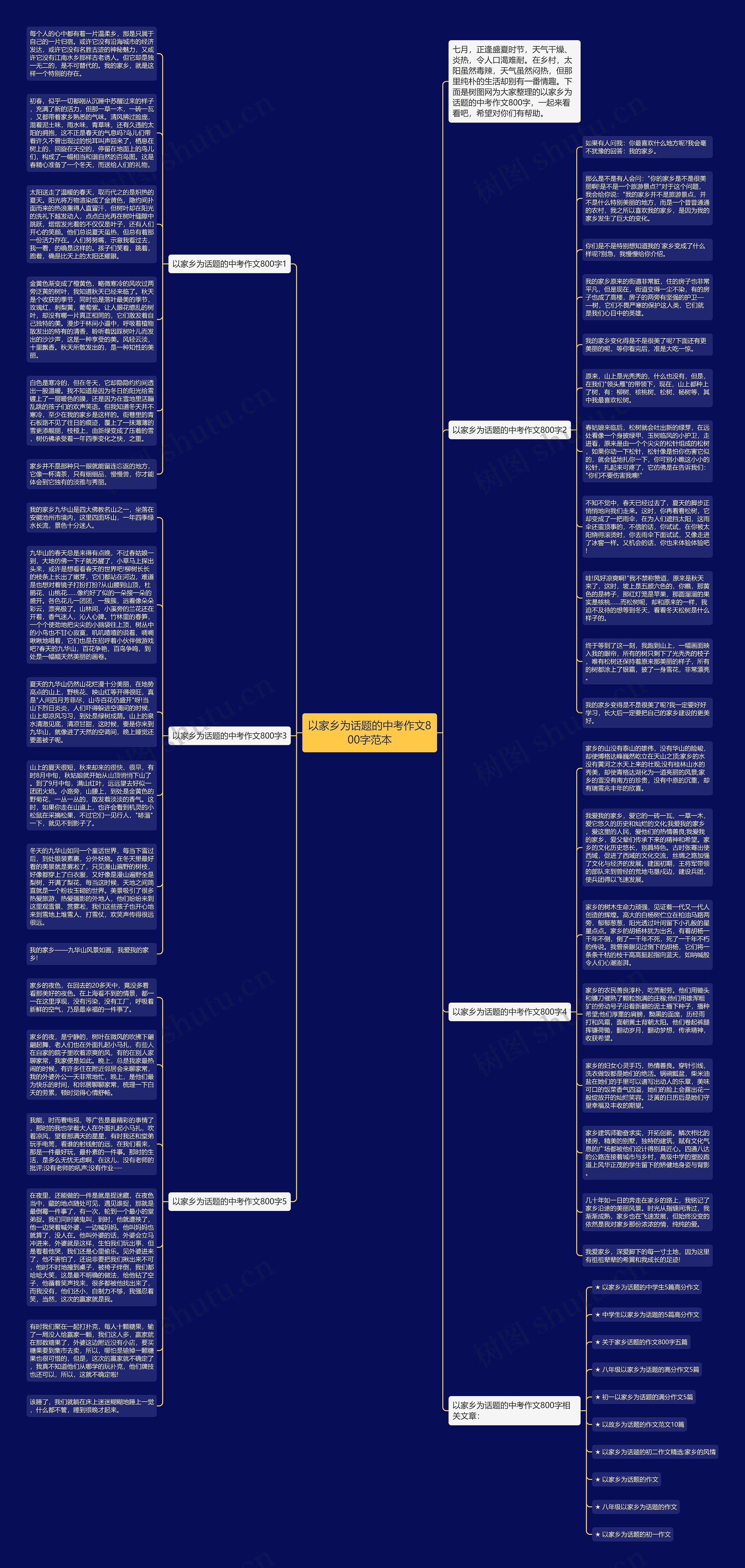 以家乡为话题的中考作文800字范本思维导图