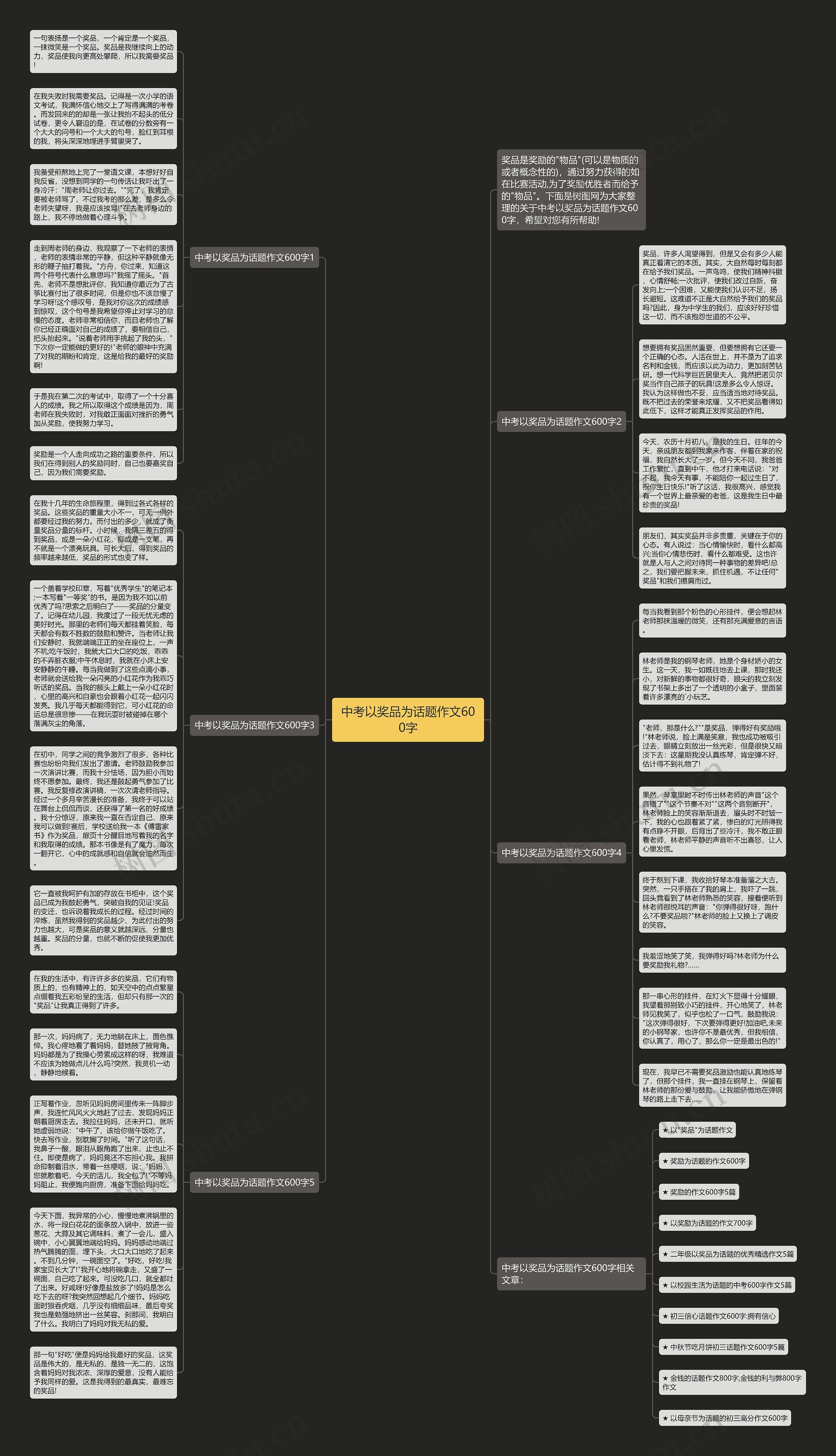 中考以奖品为话题作文600字思维导图