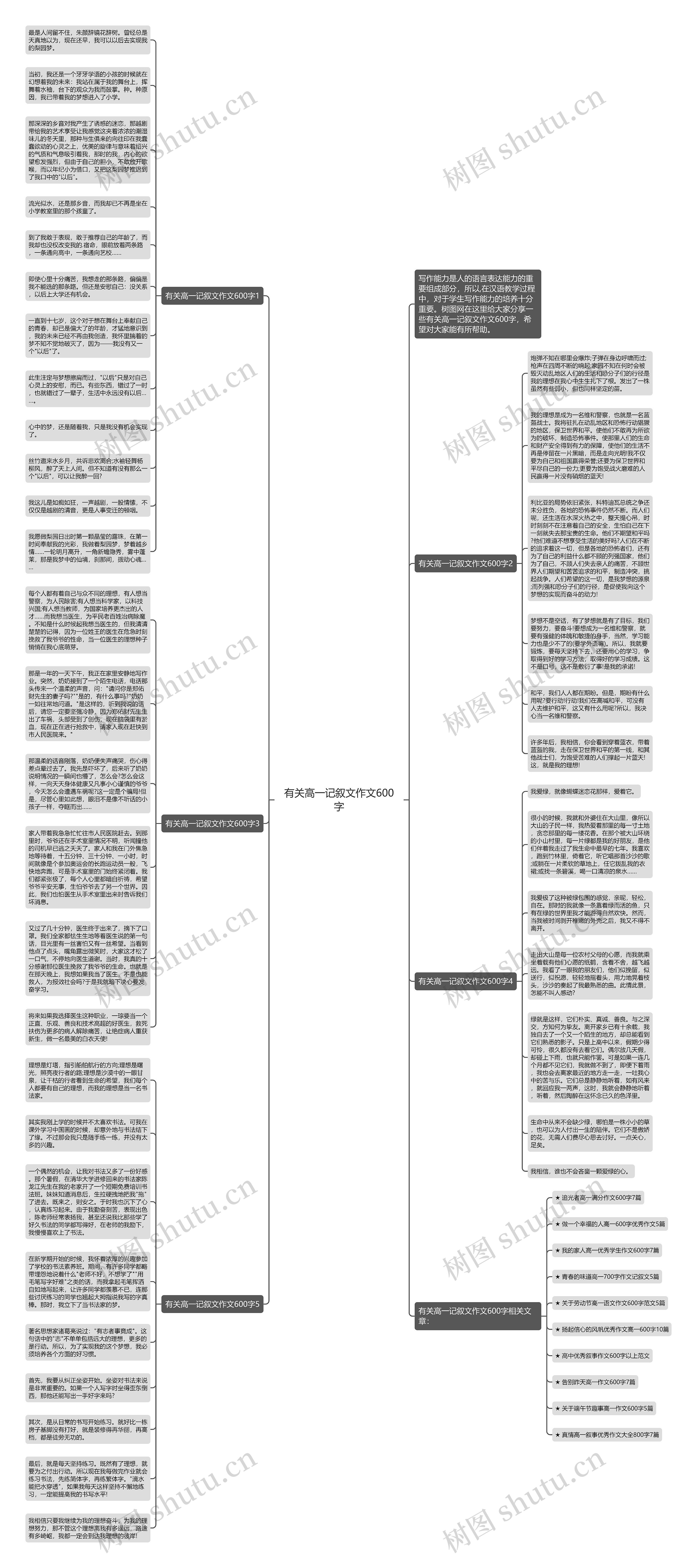 有关高一记叙文作文600字思维导图