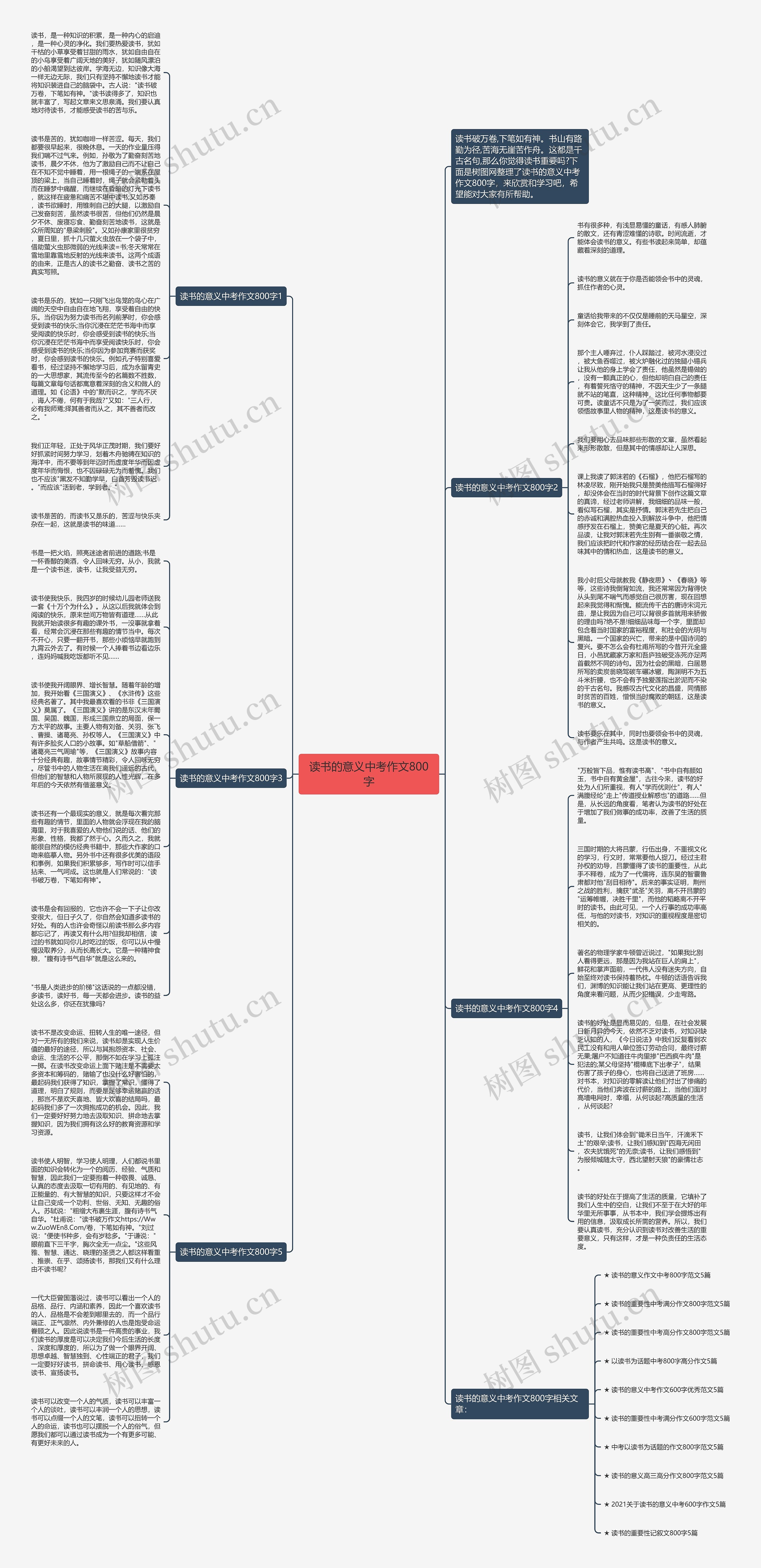 读书的意义中考作文800字思维导图