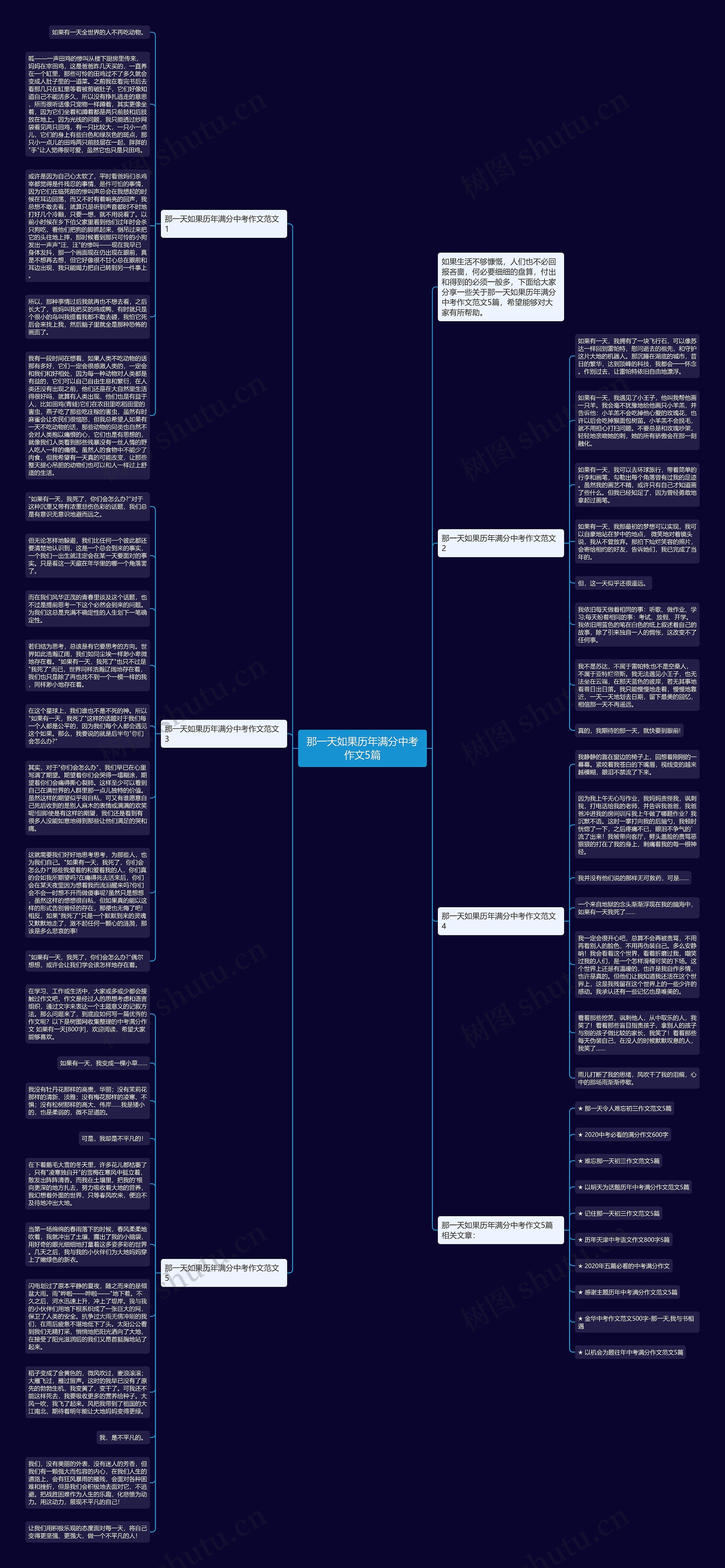 那一天如果历年满分中考作文5篇思维导图