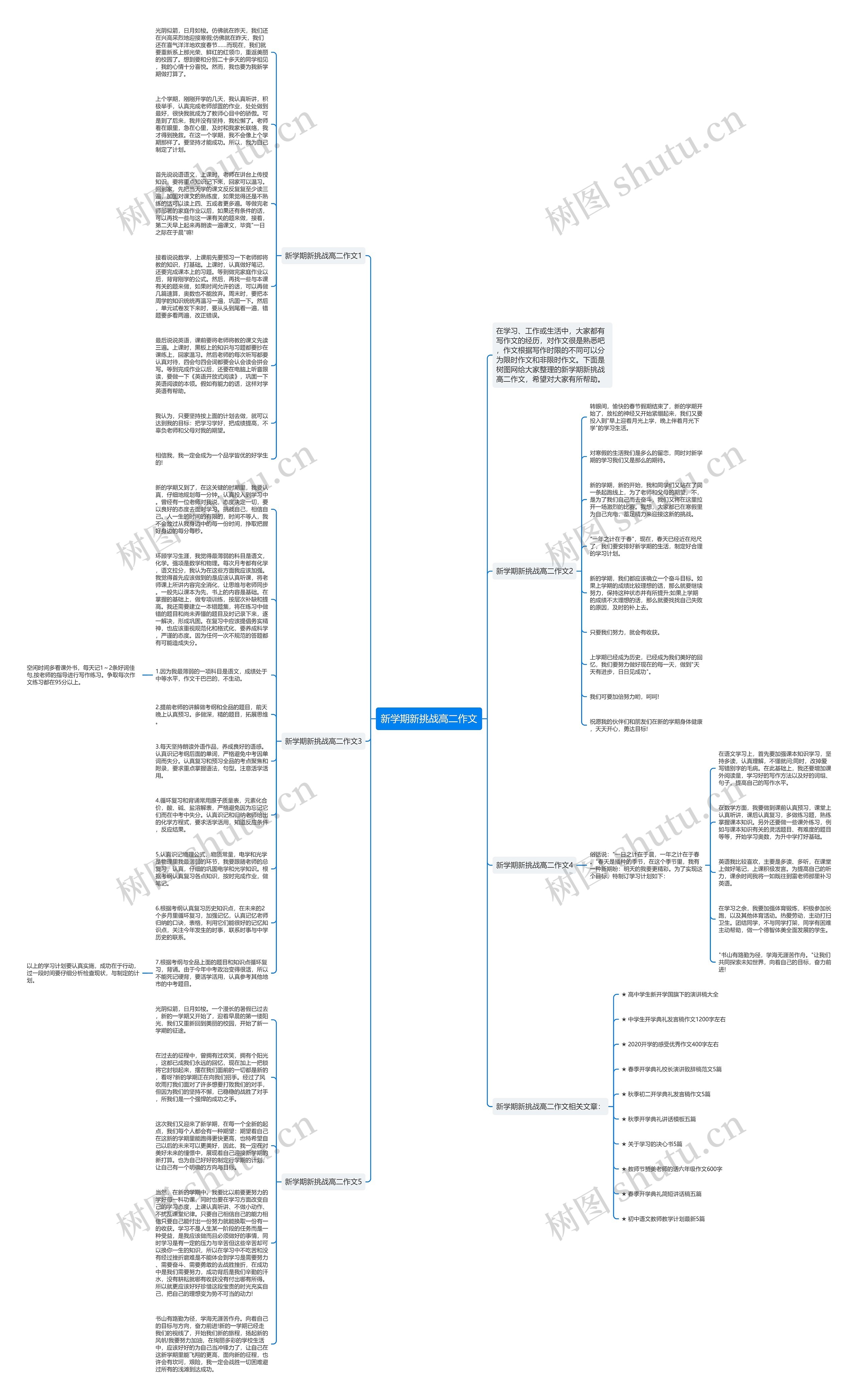 新学期新挑战高二作文思维导图