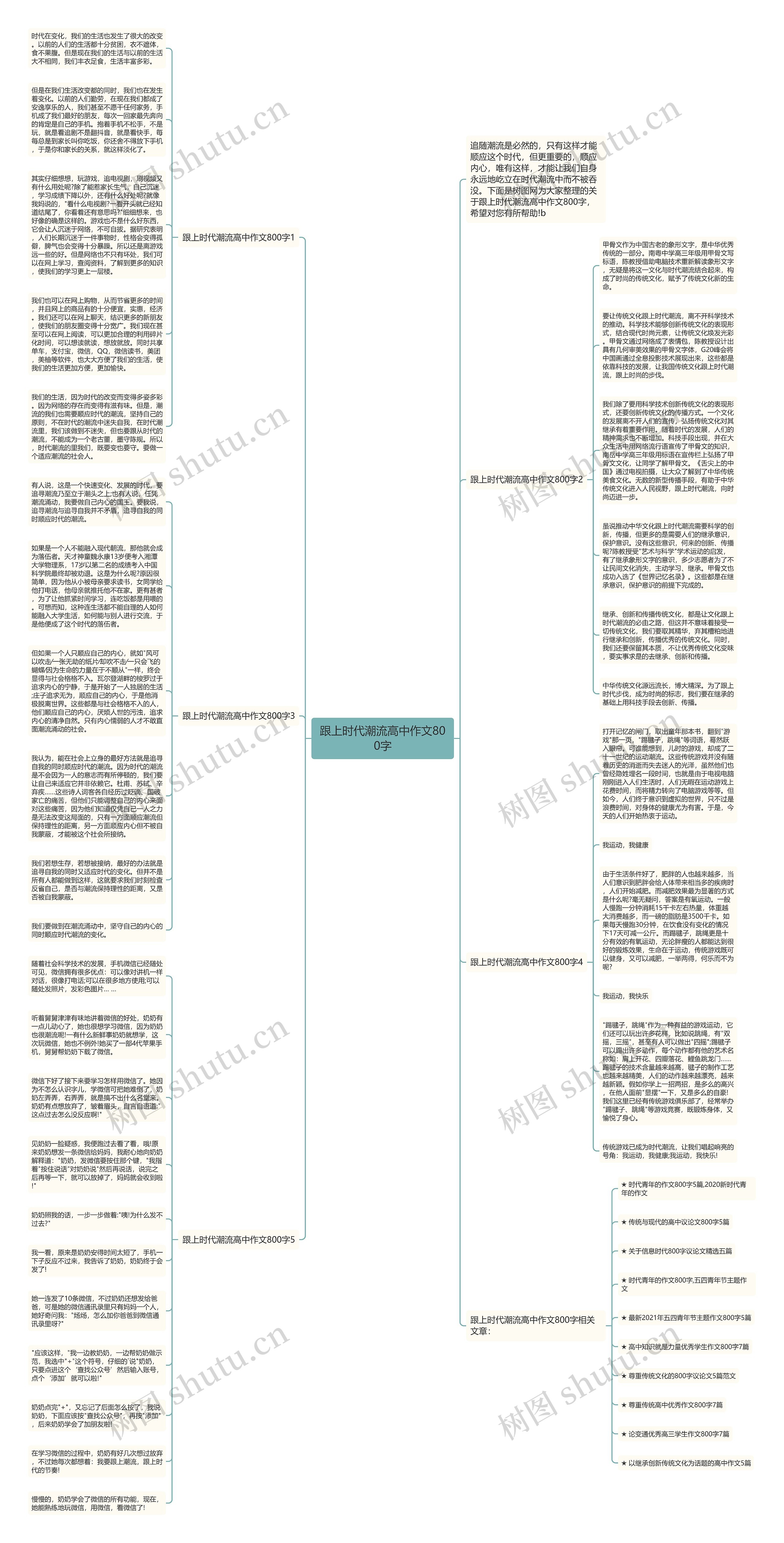 跟上时代潮流高中作文800字思维导图