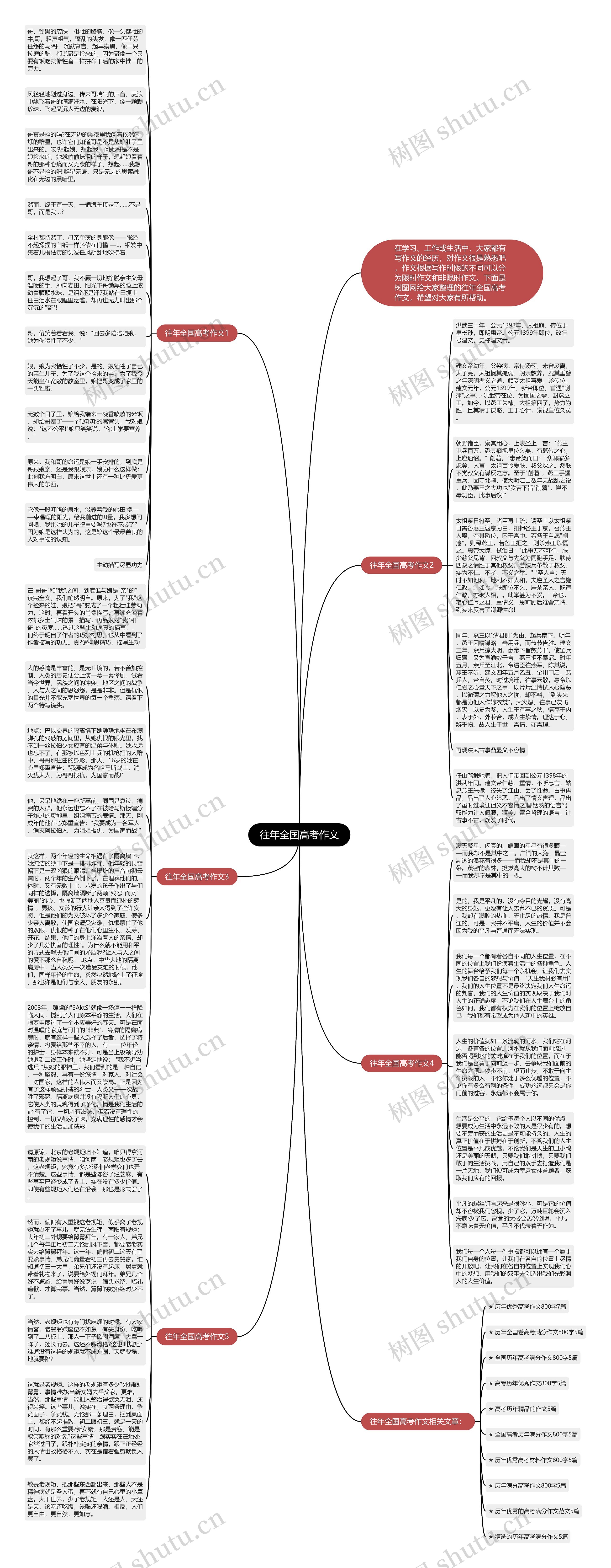往年全国高考作文思维导图