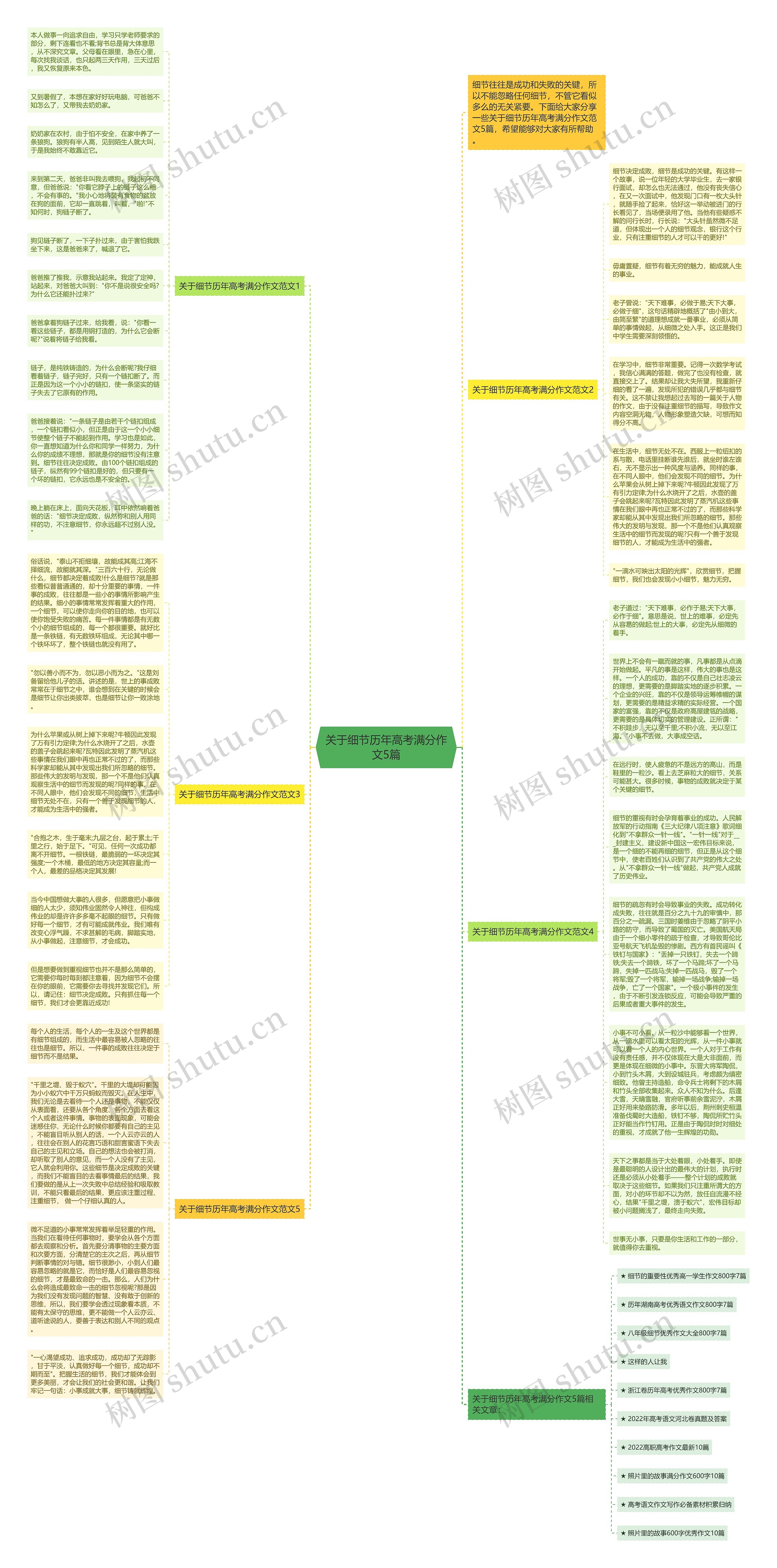 关于细节历年高考满分作文5篇思维导图