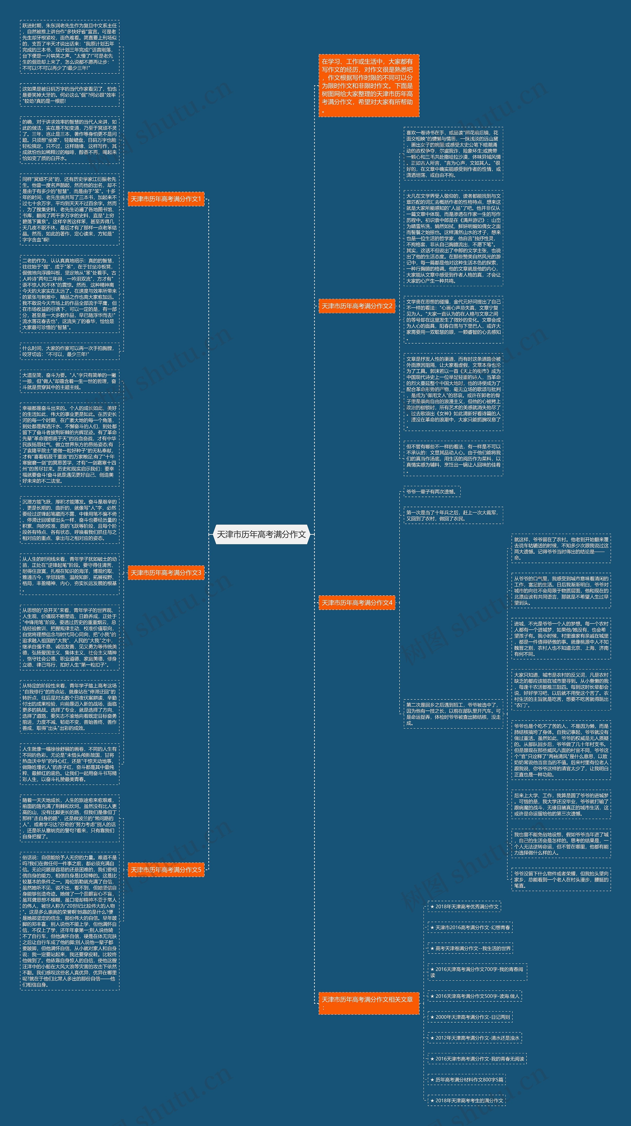 天津市历年高考满分作文思维导图
