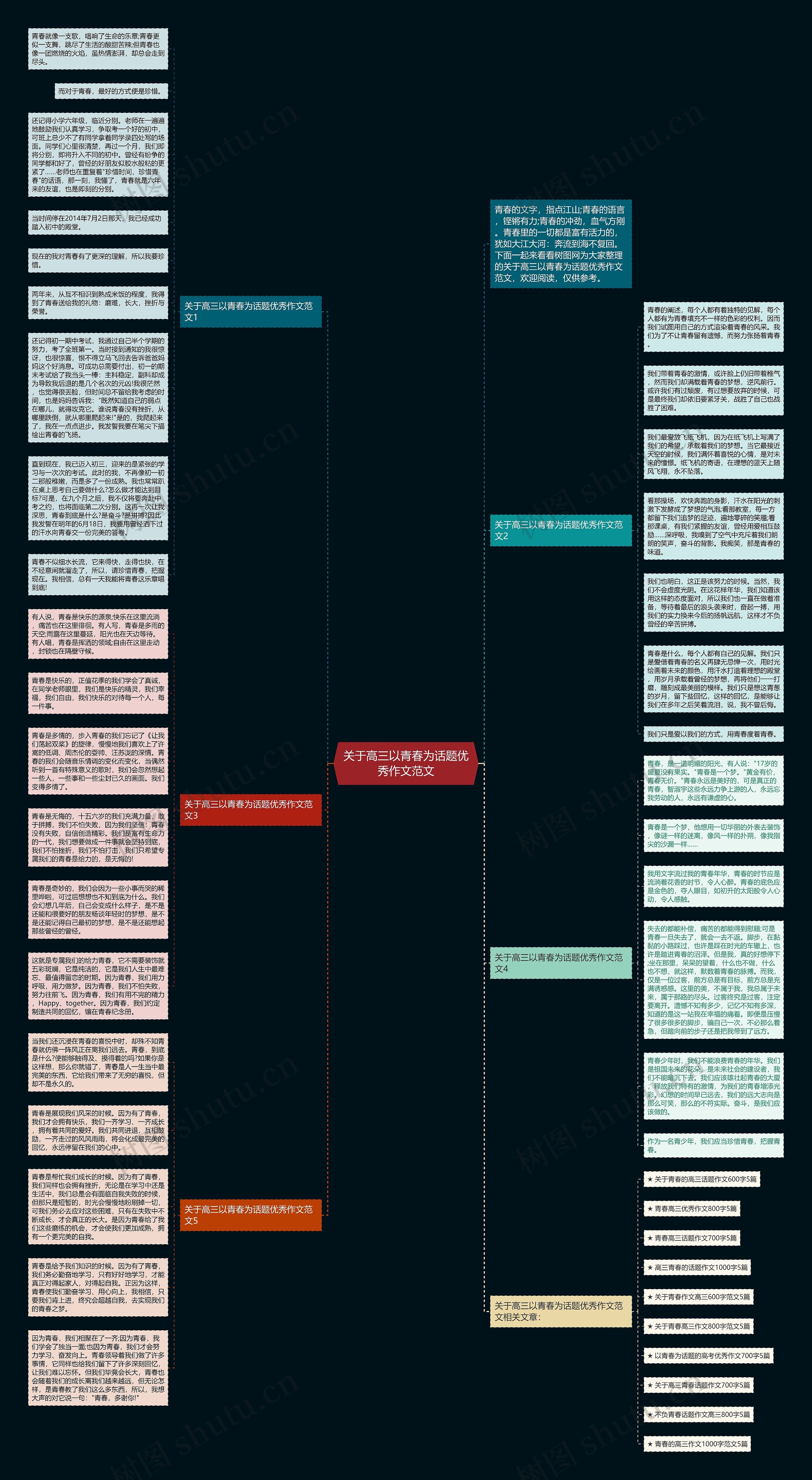 关于高三以青春为话题优秀作文范文思维导图