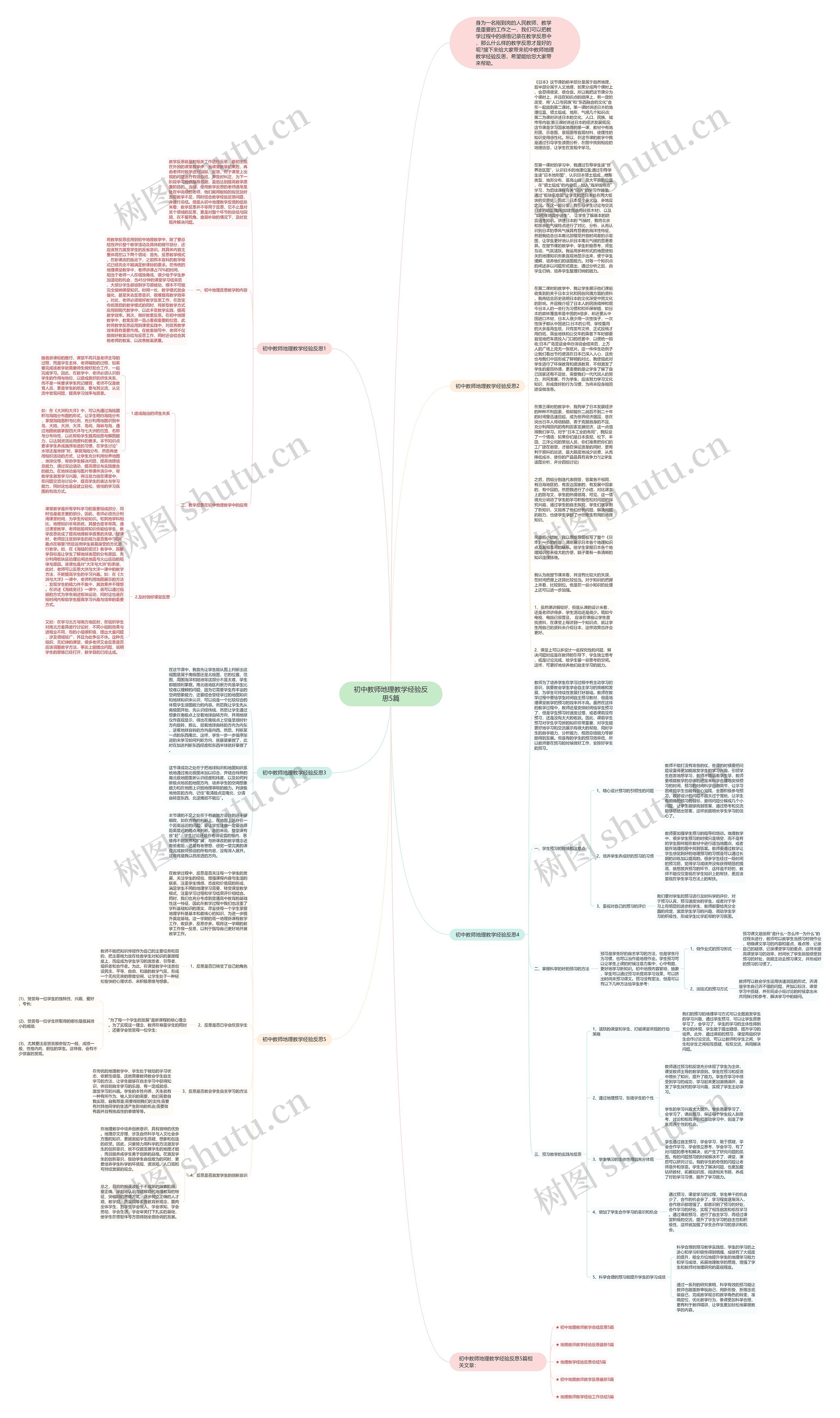 初中教师地理教学经验反思5篇思维导图