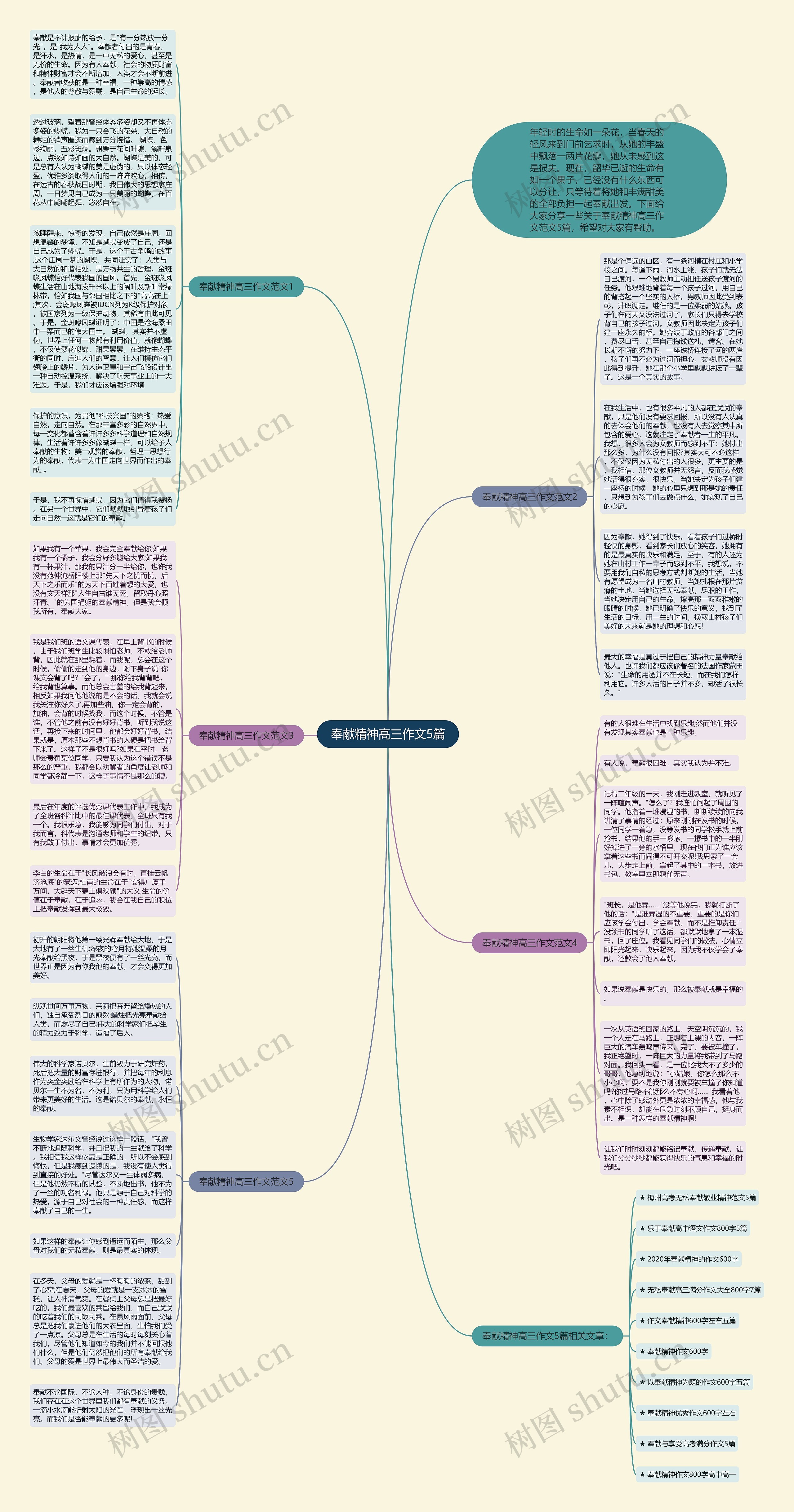 奉献精神高三作文5篇思维导图