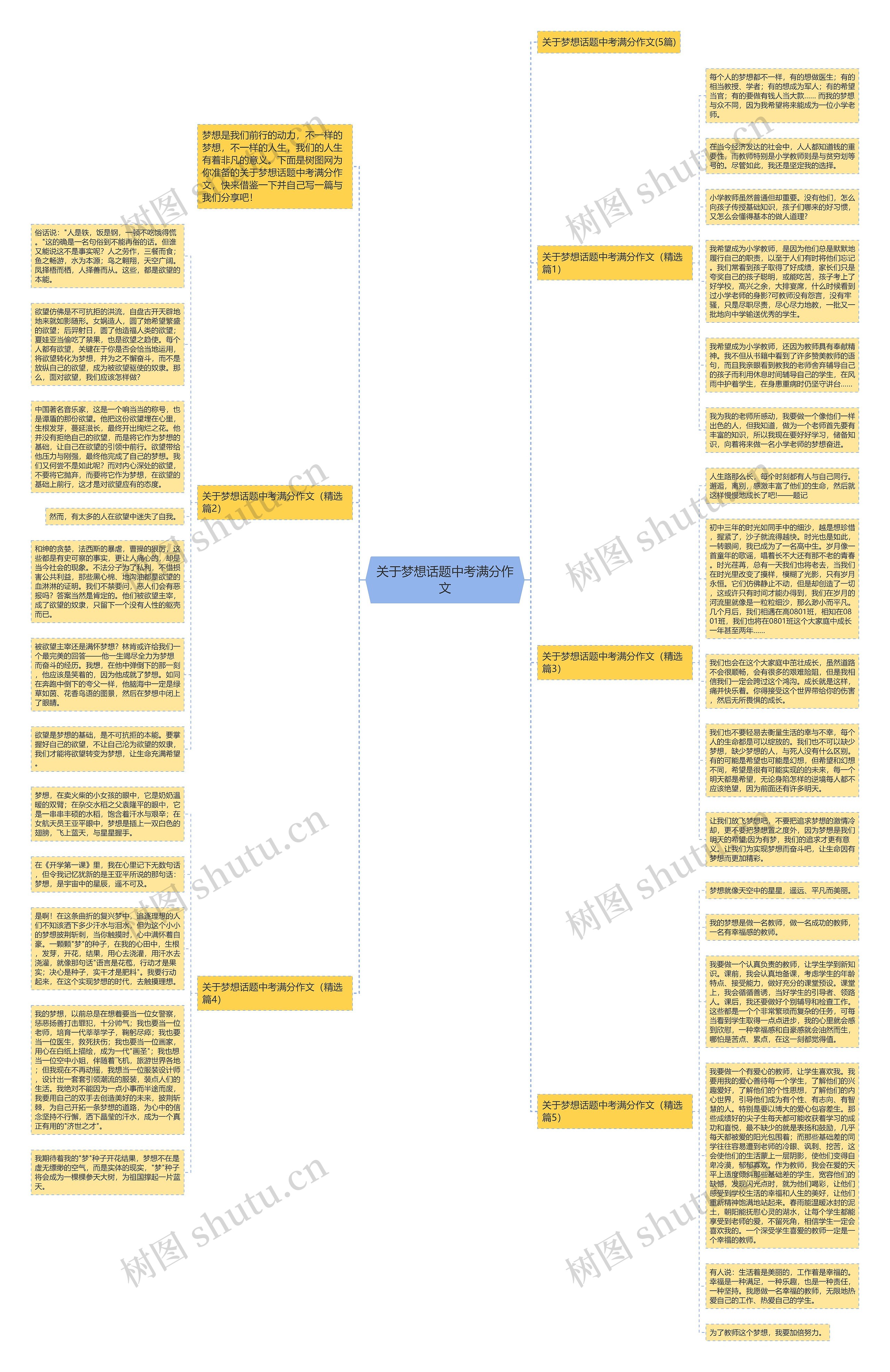 关于梦想话题中考满分作文思维导图