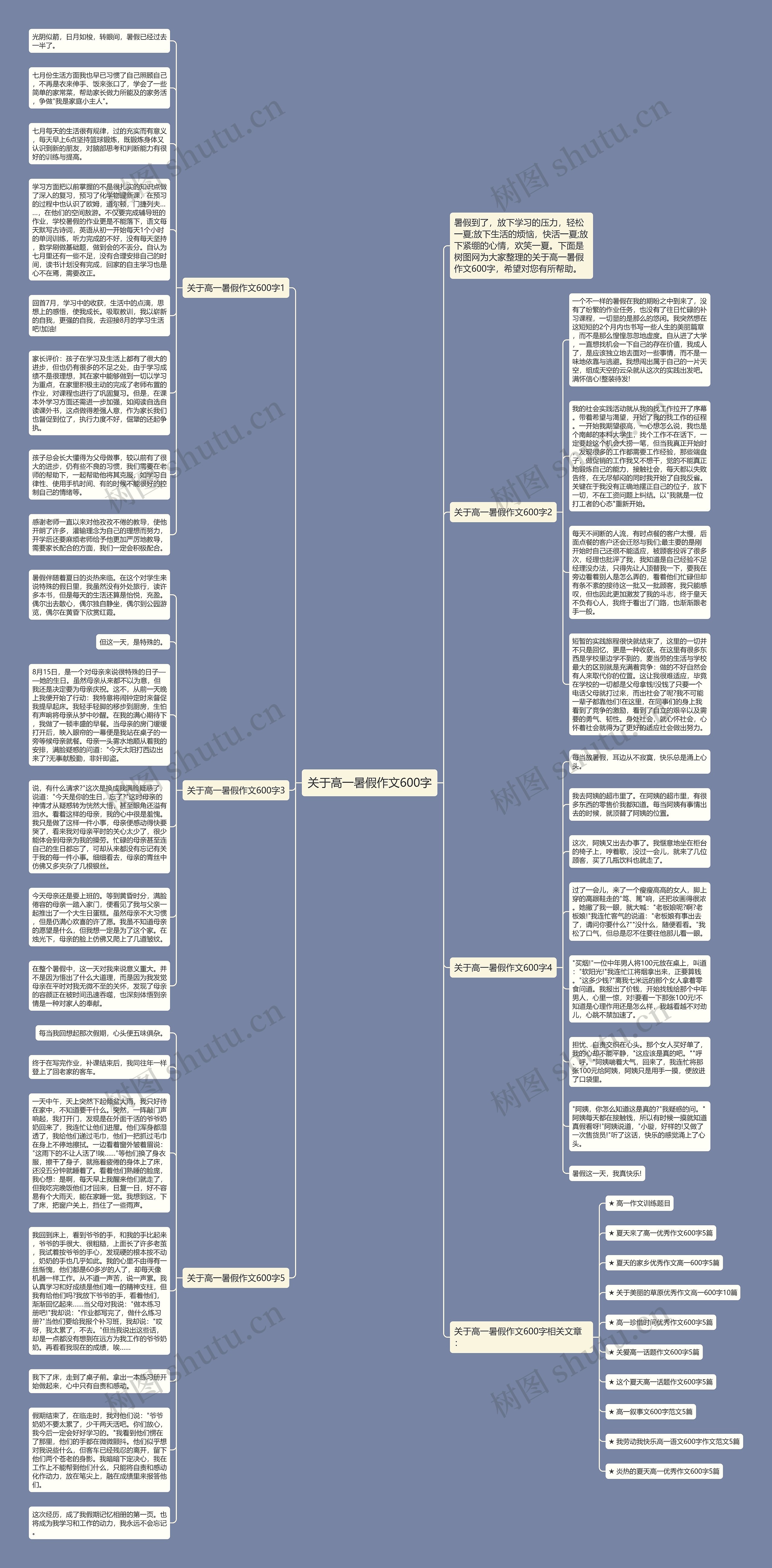 关于高一暑假作文600字思维导图