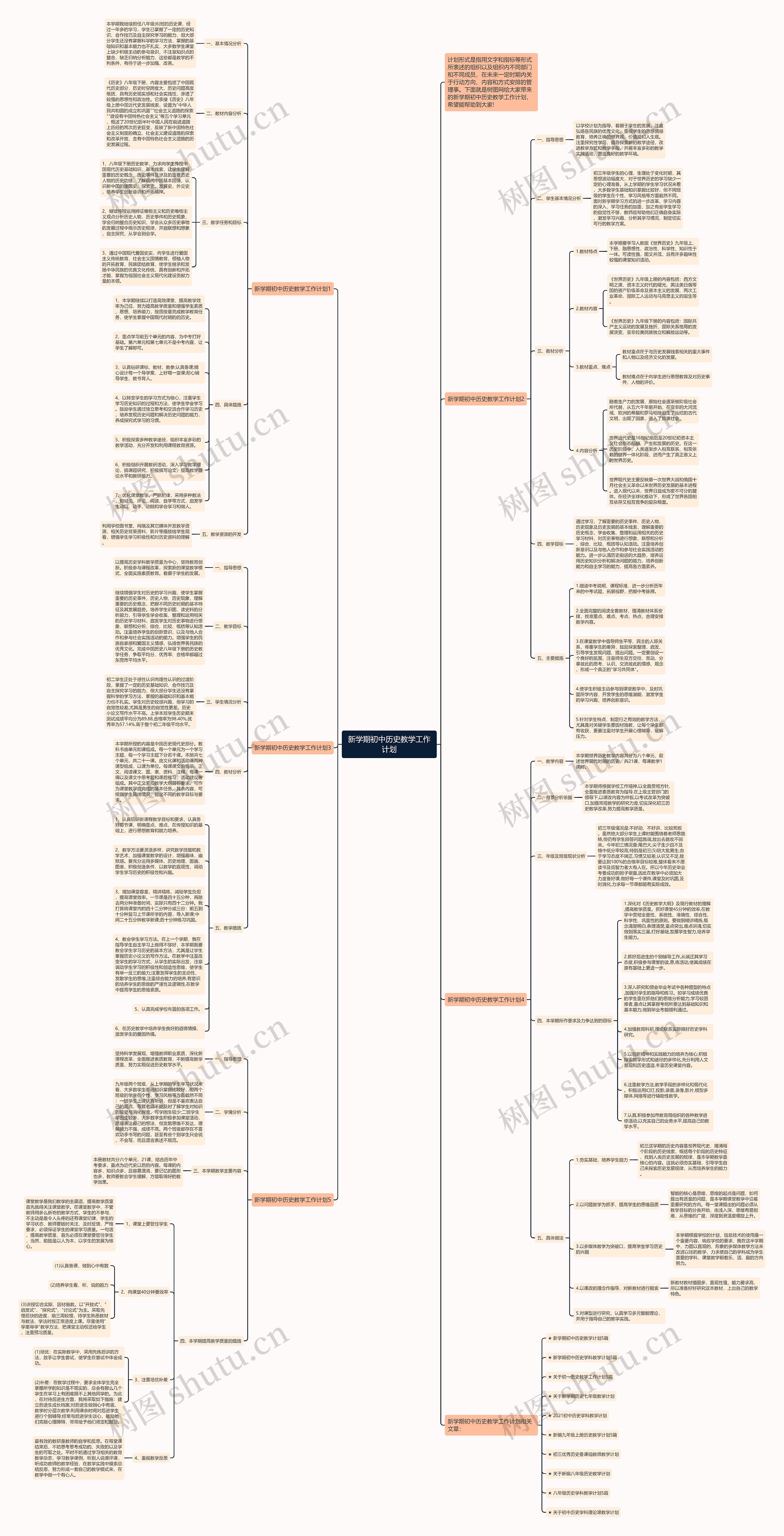 新学期初中历史教学工作计划思维导图