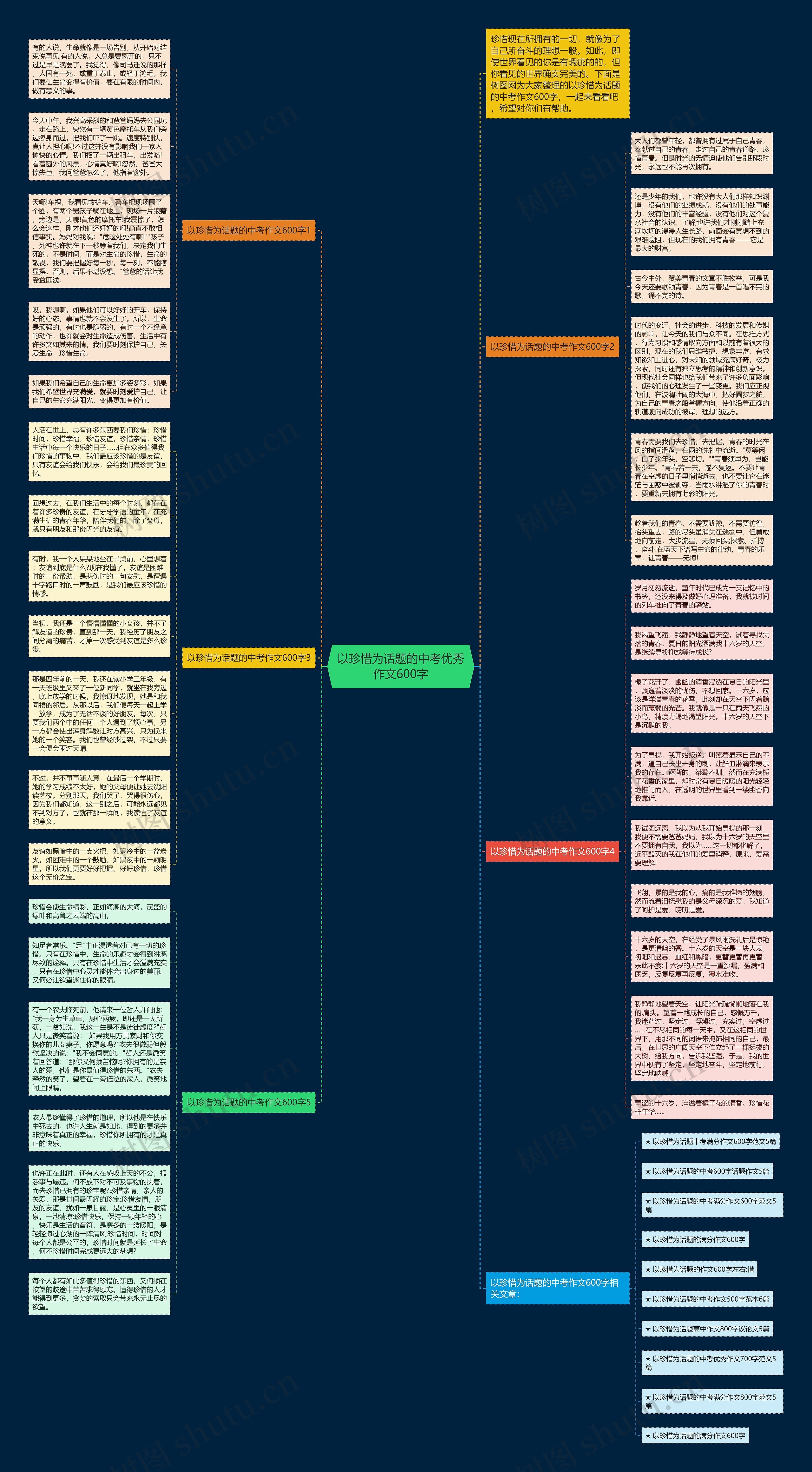 以珍惜为话题的中考优秀作文600字思维导图