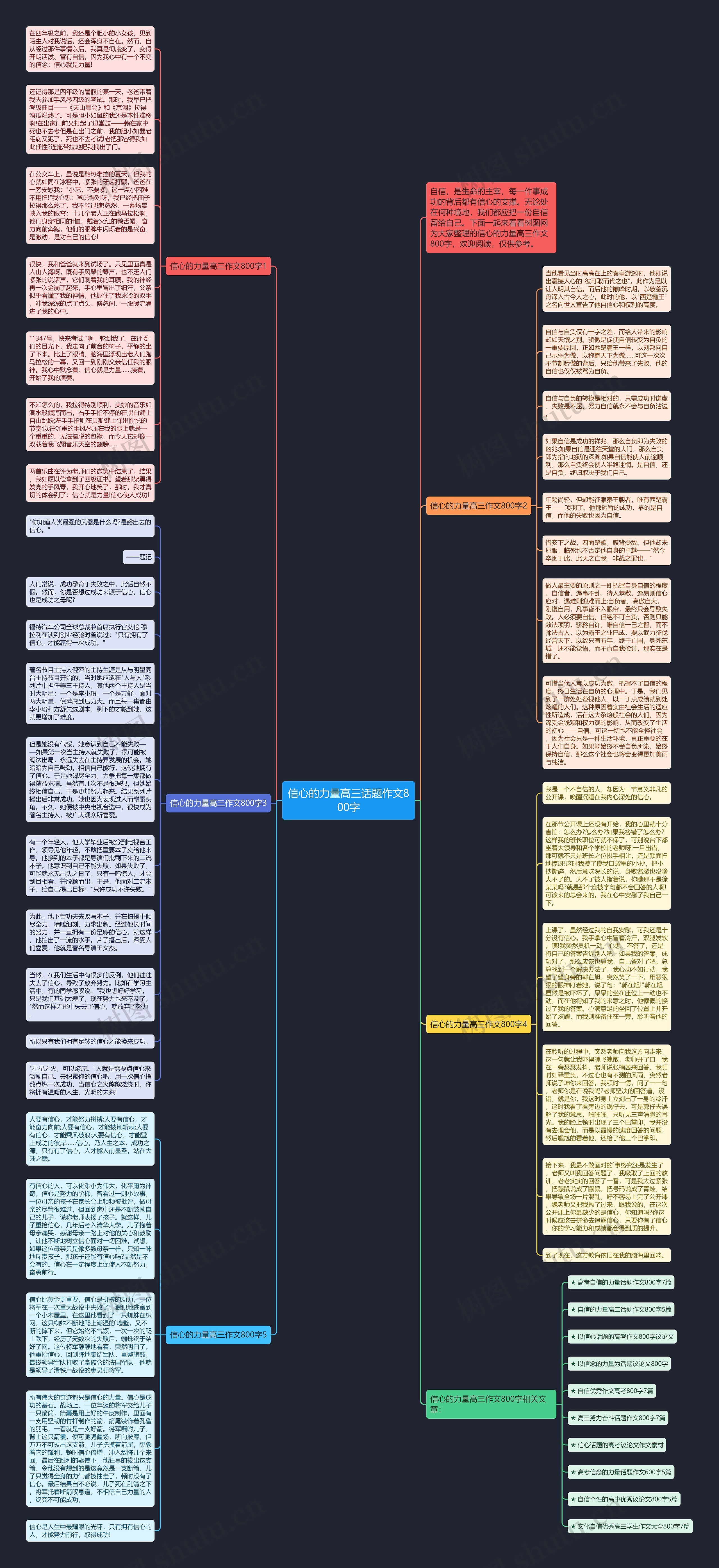 信心的力量高三话题作文800字思维导图