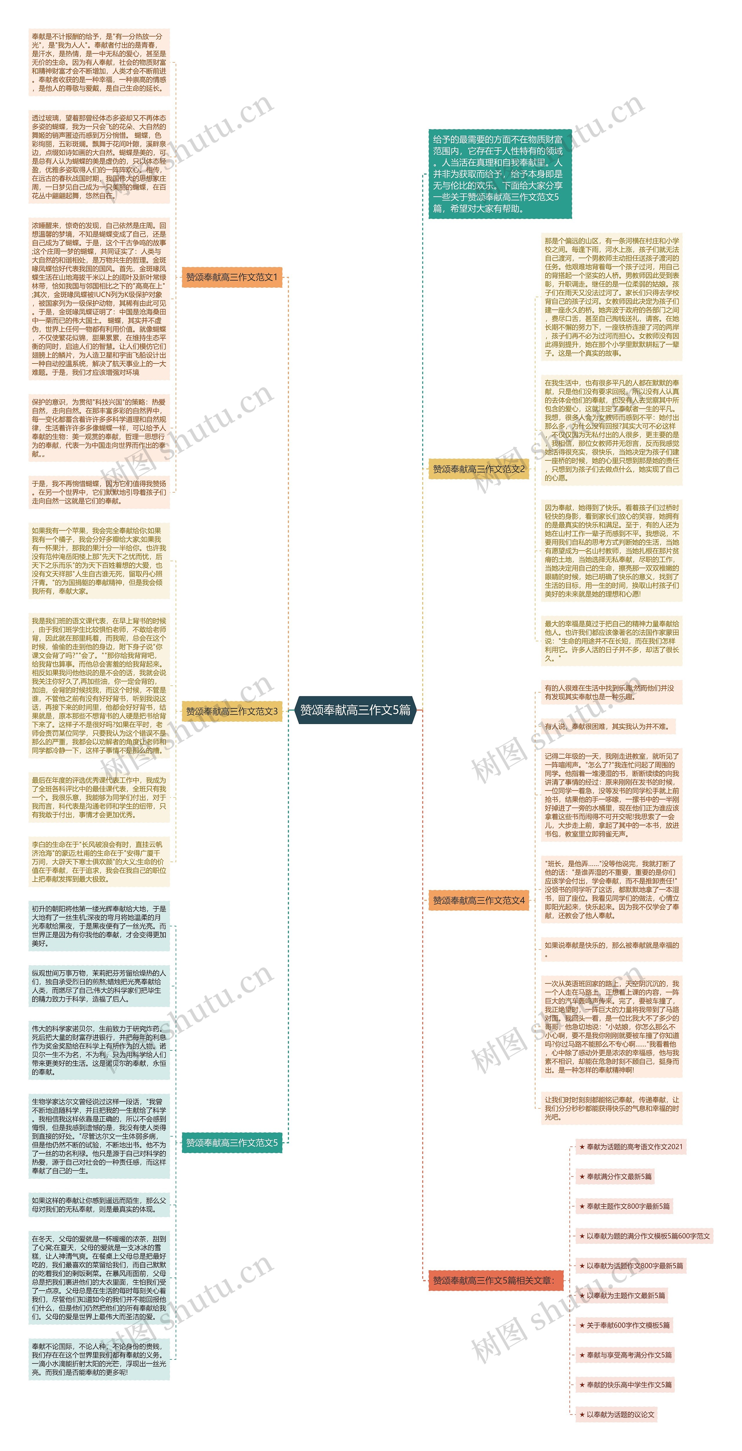 赞颂奉献高三作文5篇思维导图