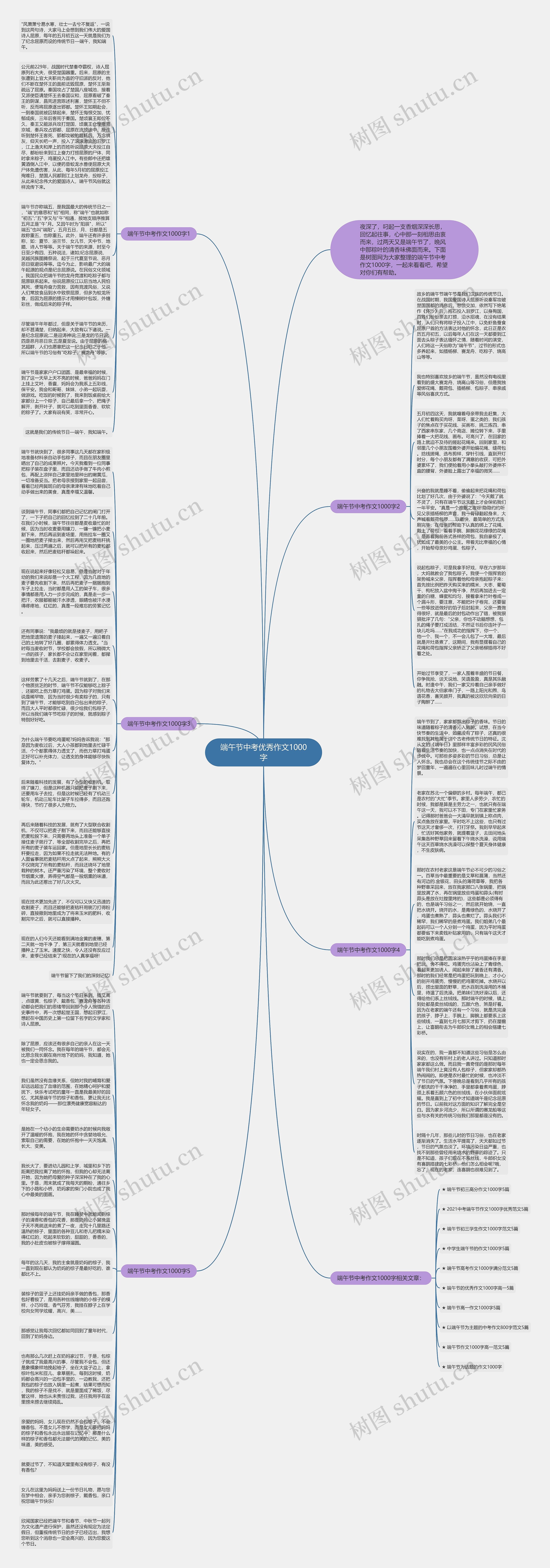 端午节中考优秀作文1000字思维导图