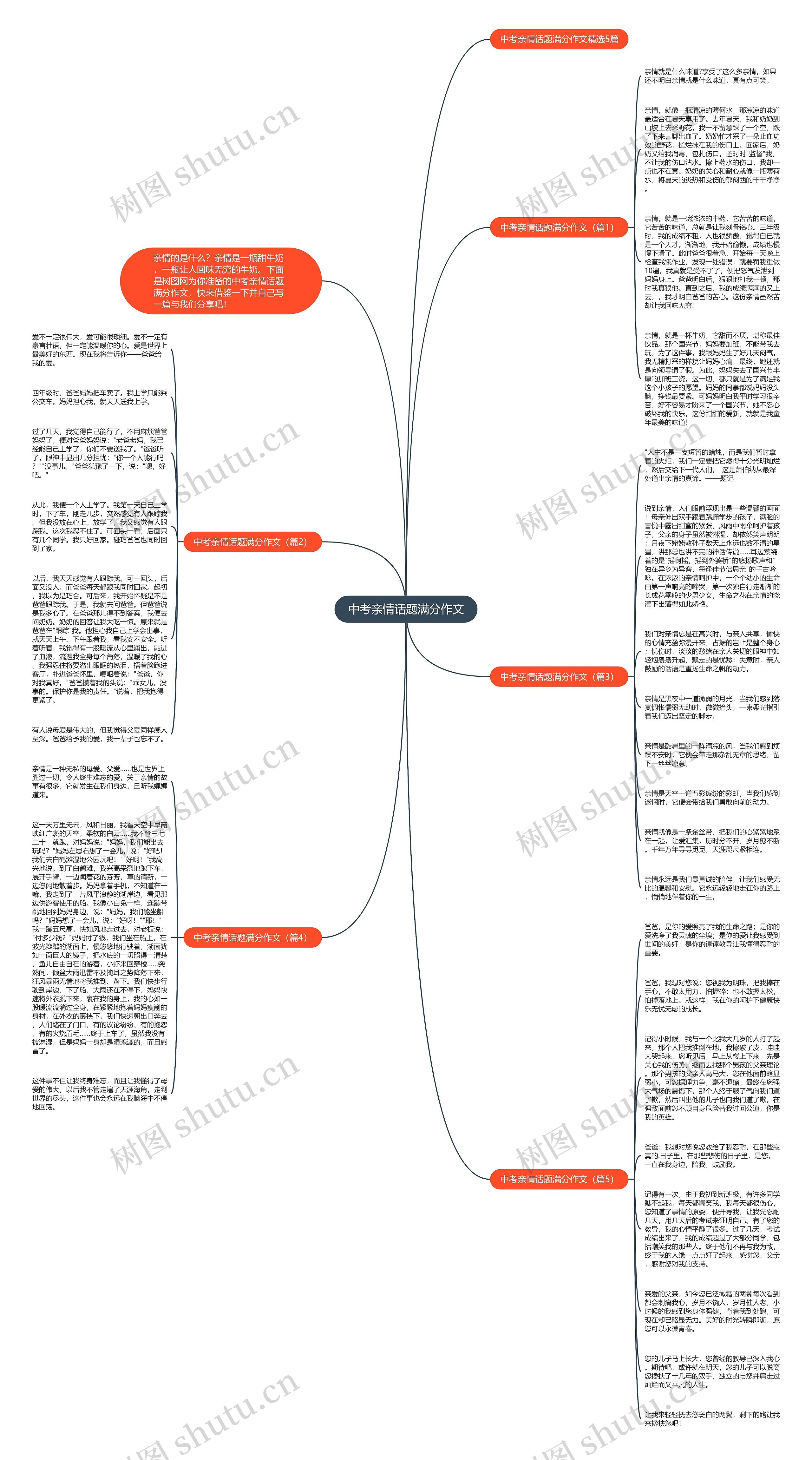 中考亲情话题满分作文思维导图