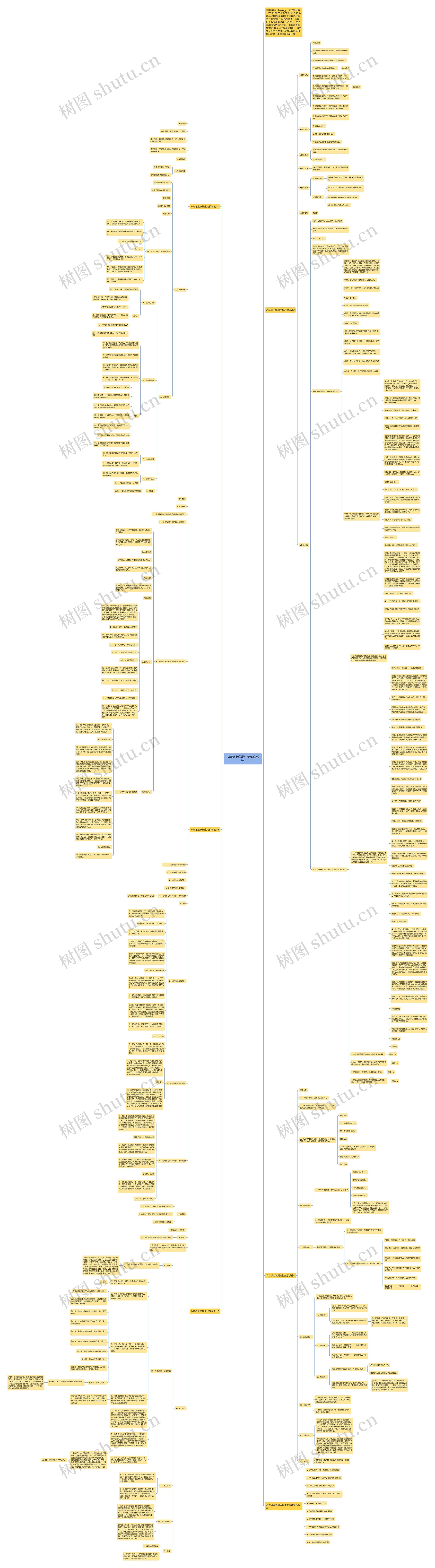 八年级上学期生物教学设计思维导图