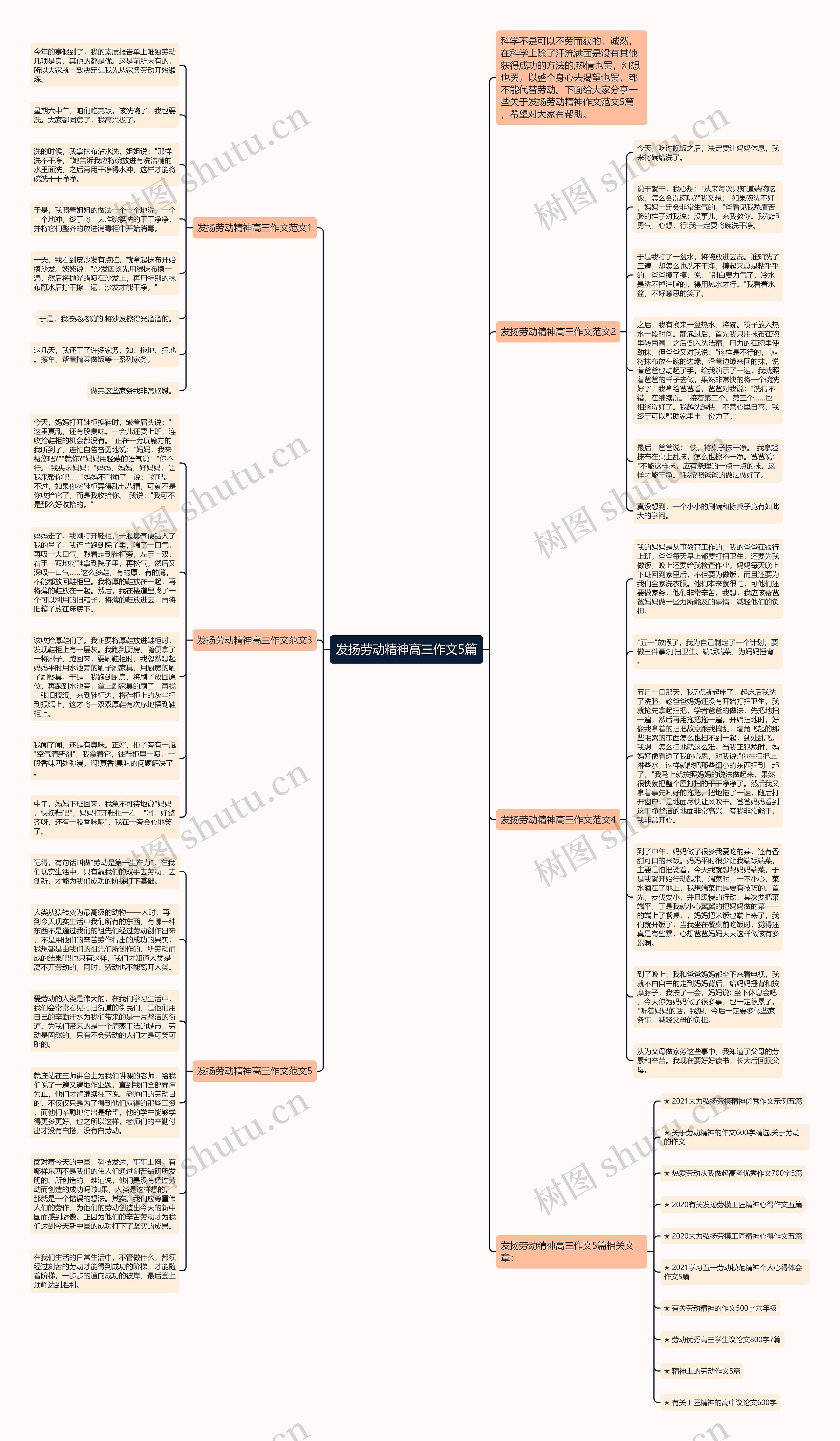发扬劳动精神高三作文5篇思维导图