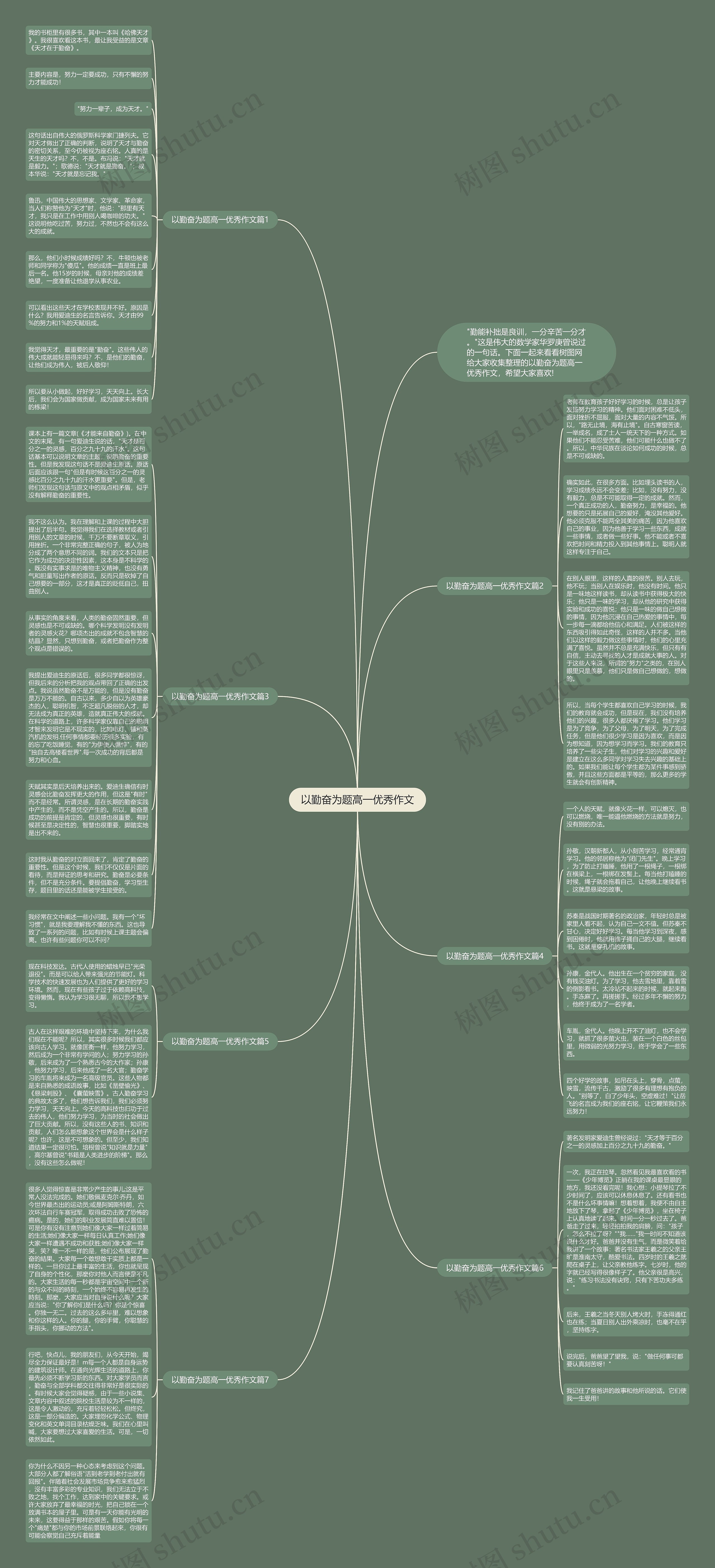 以勤奋为题高一优秀作文思维导图