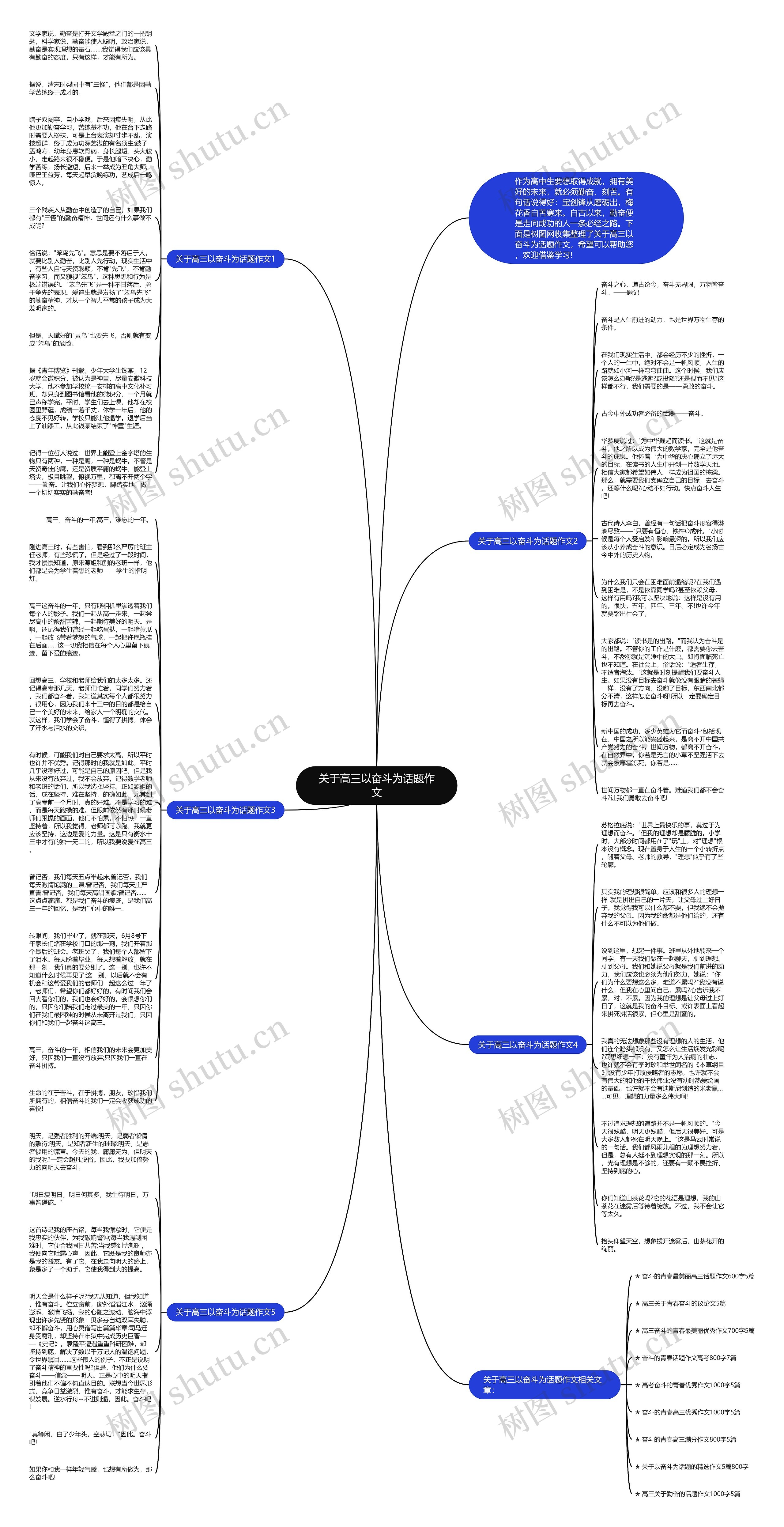 关于高三以奋斗为话题作文思维导图