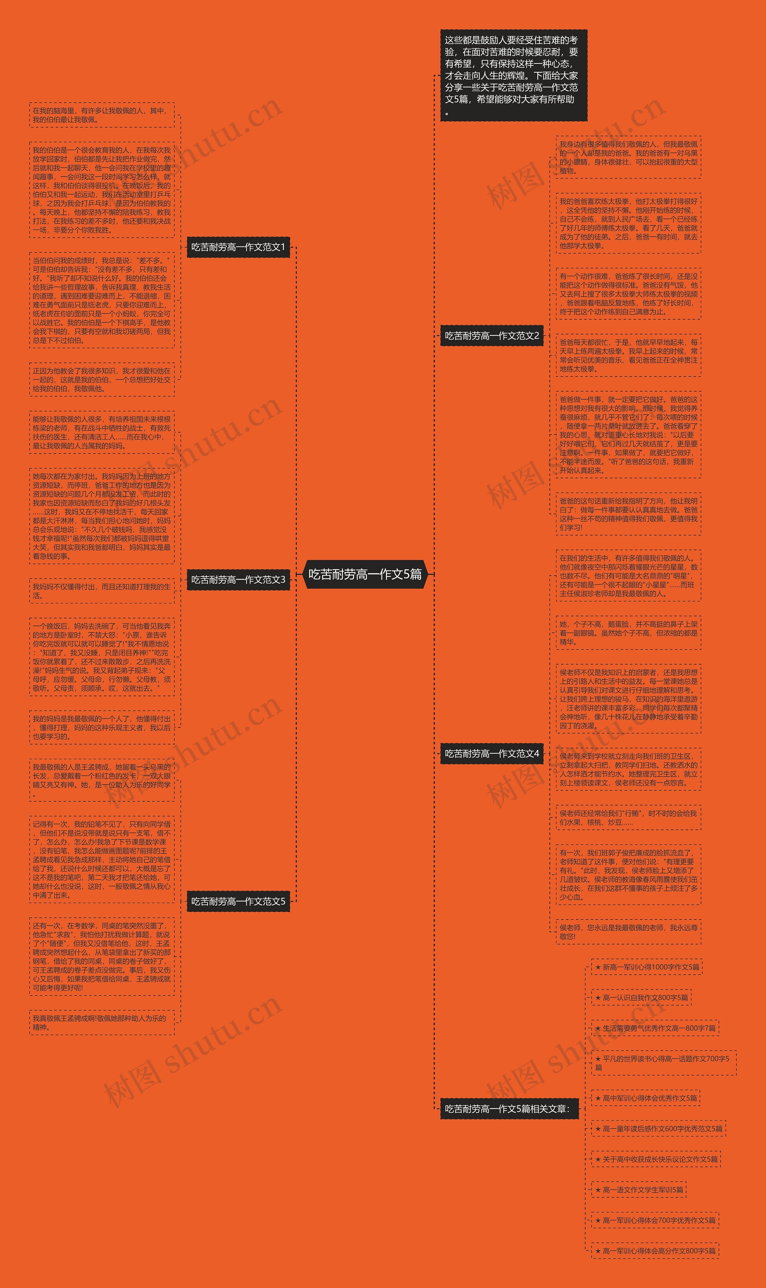 吃苦耐劳高一作文5篇思维导图