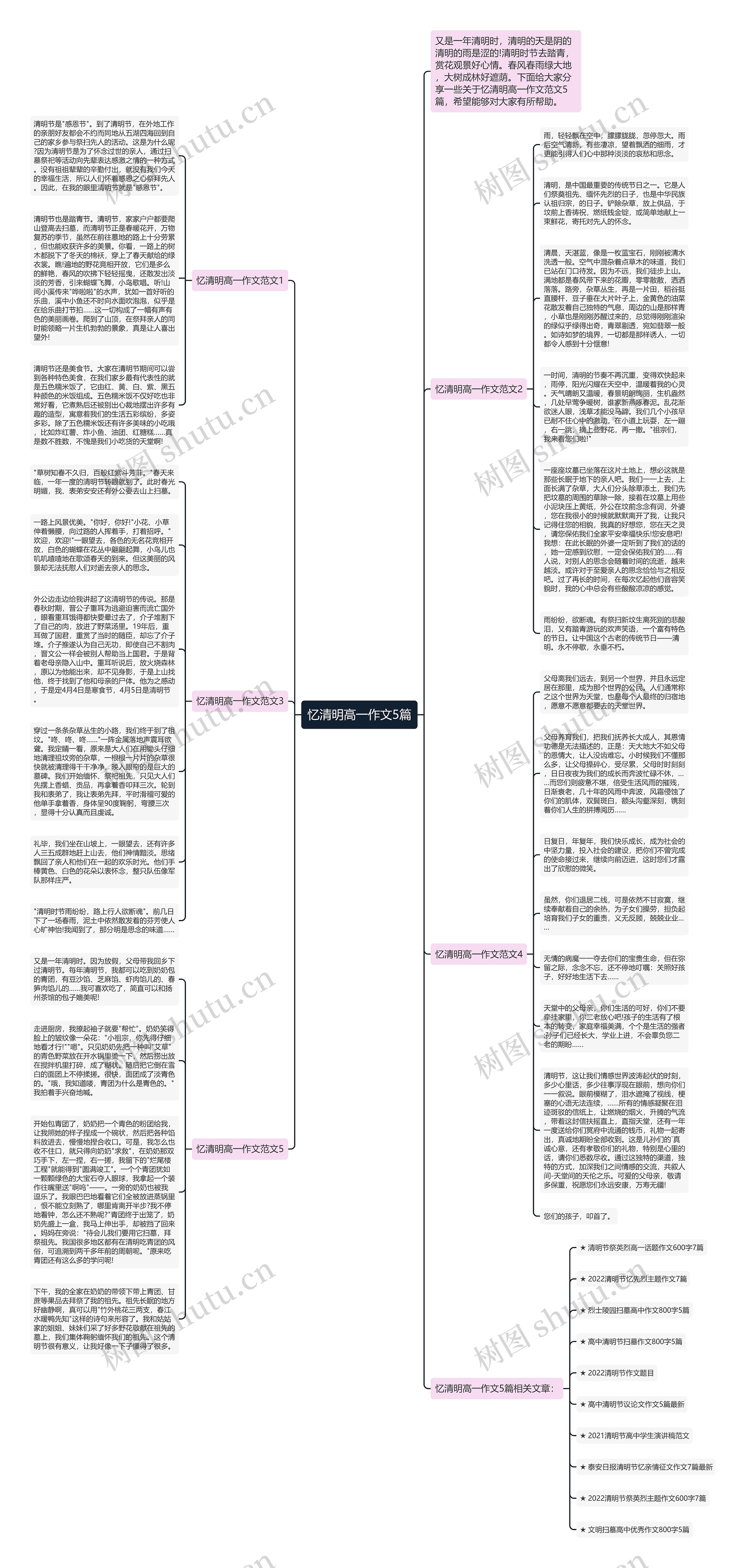 忆清明高一作文5篇思维导图