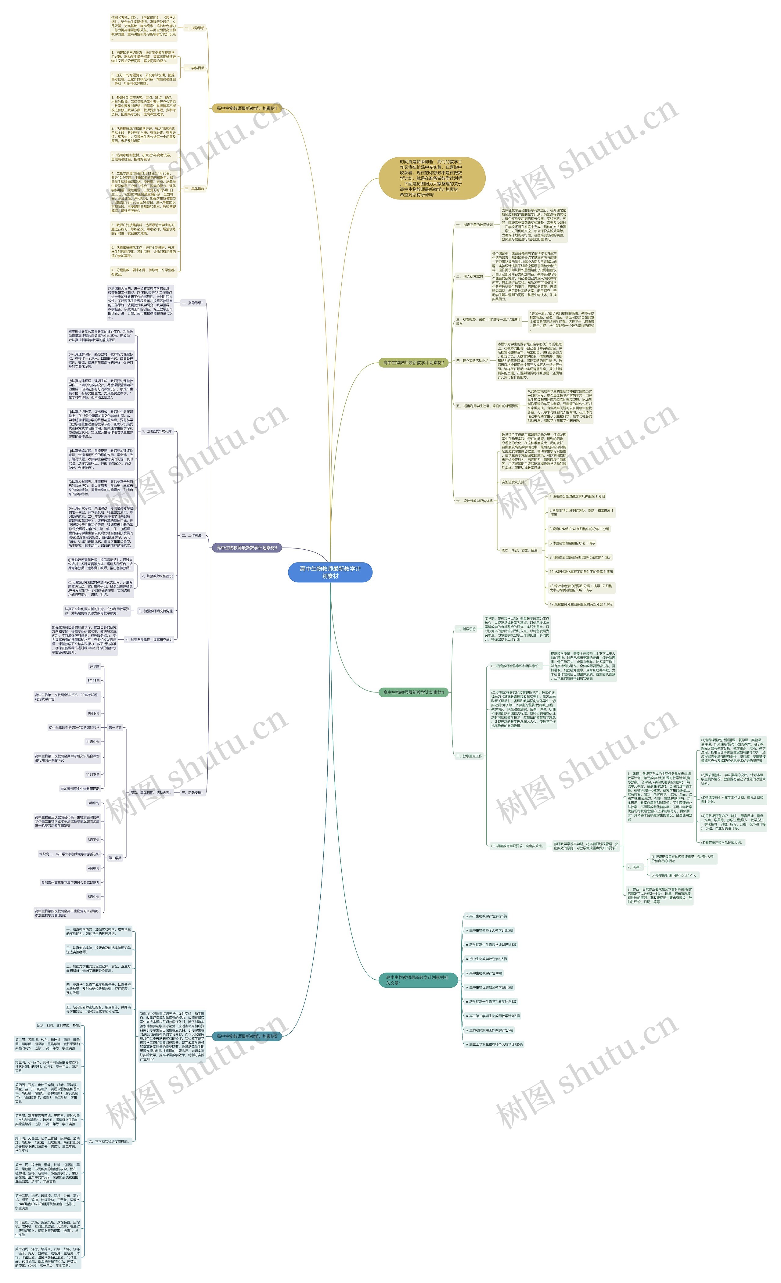 高中生物教师最新教学计划素材思维导图