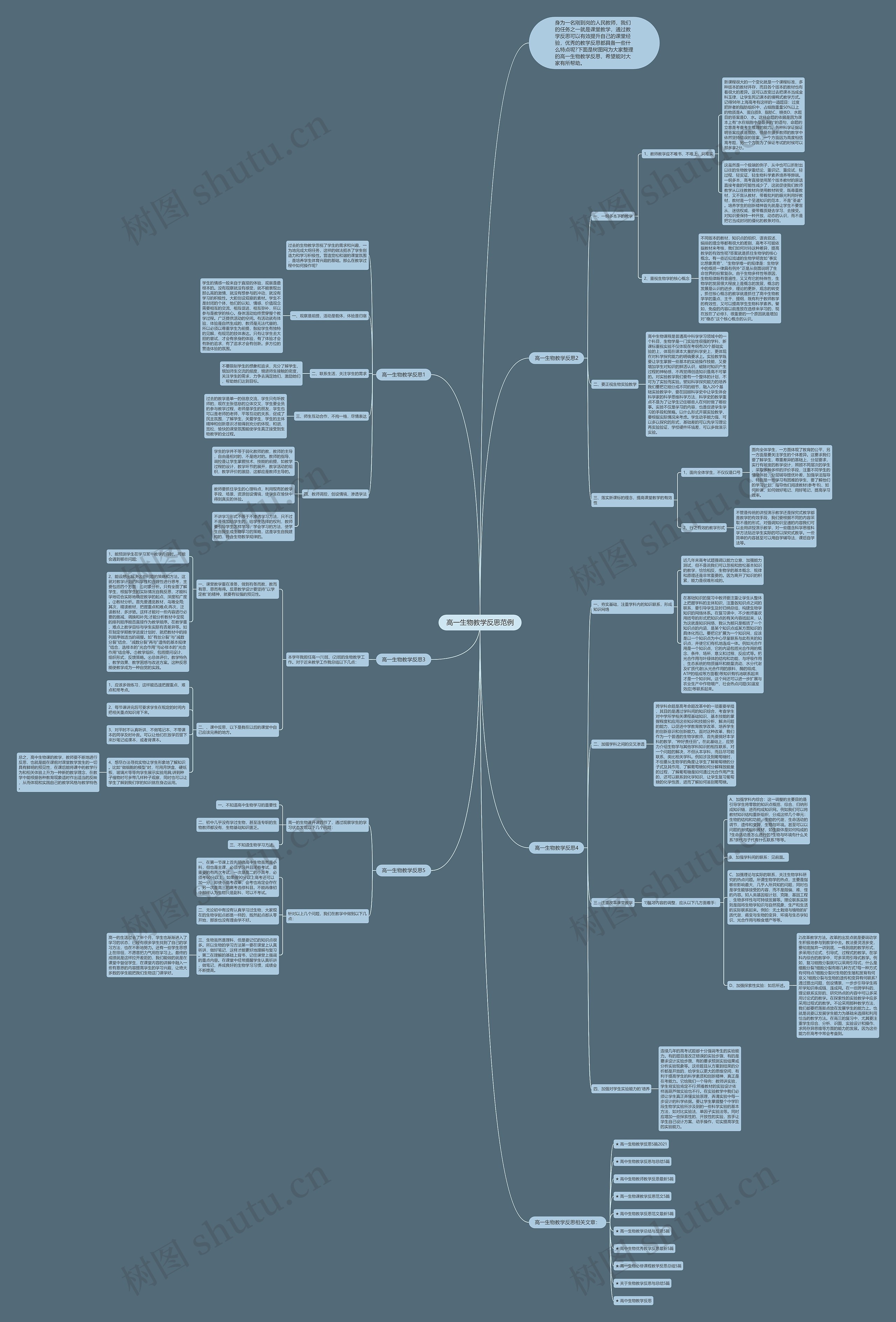 高一生物教学反思范例思维导图