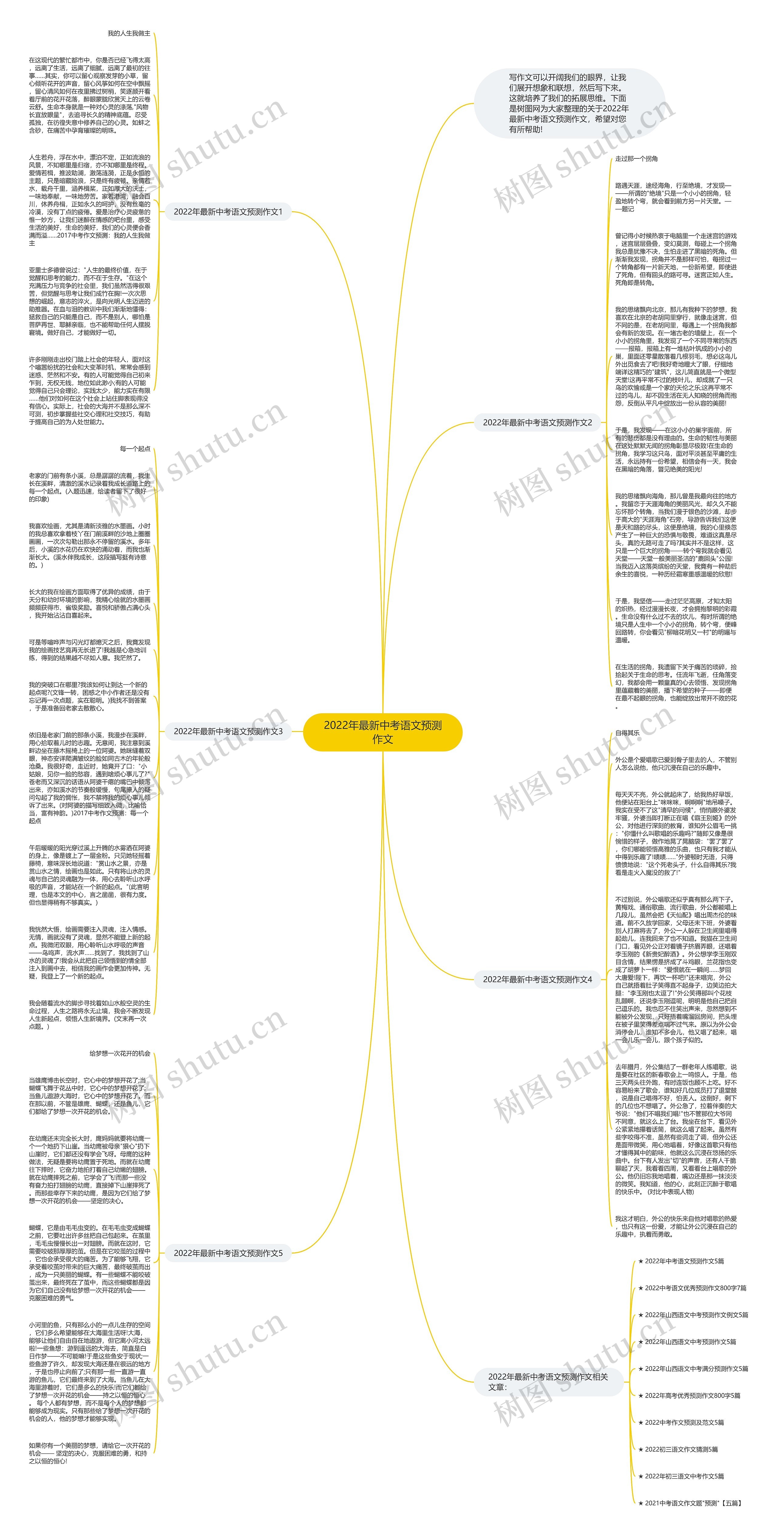 2022年最新中考语文预测作文思维导图