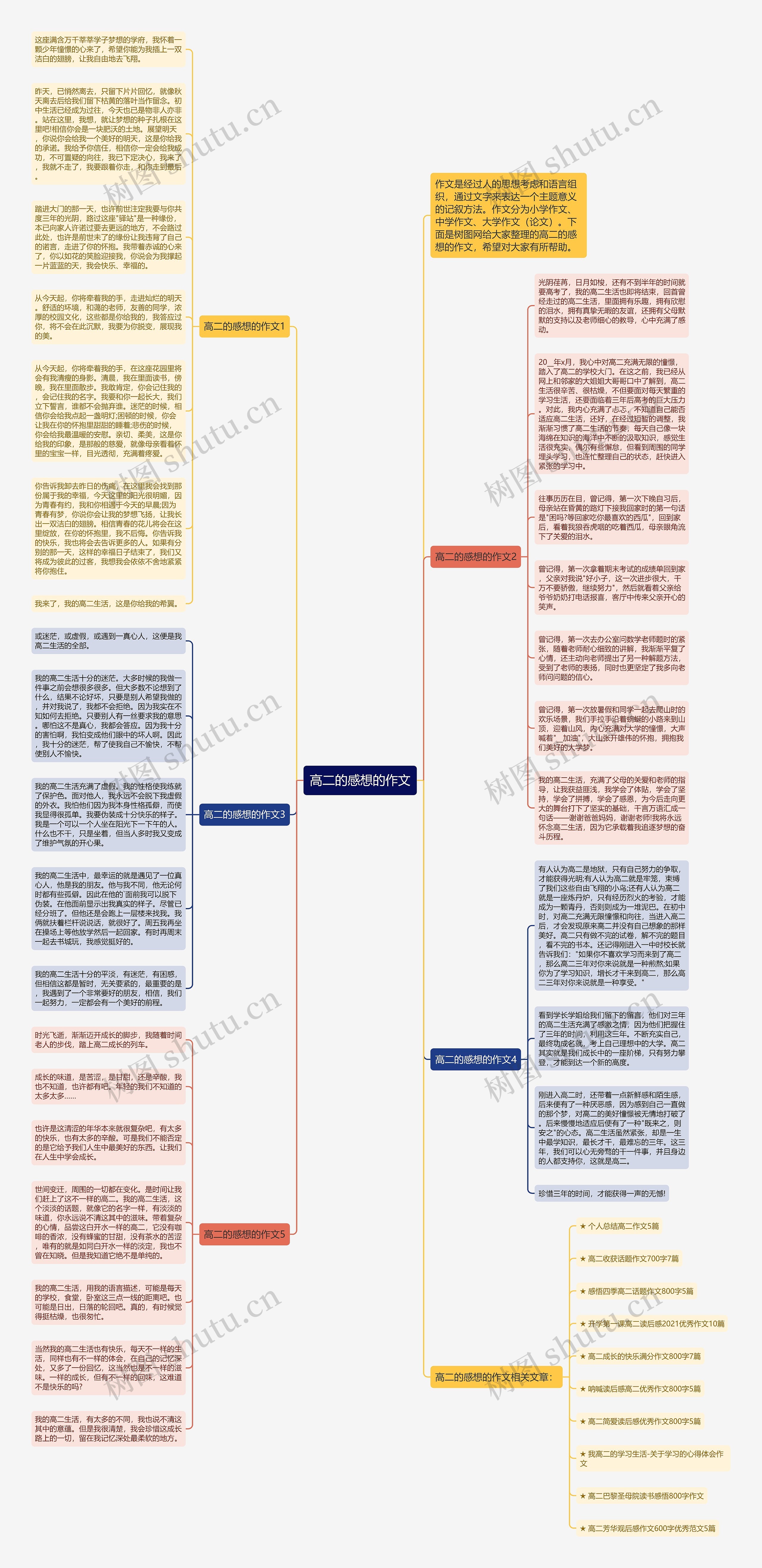 高二的感想的作文思维导图