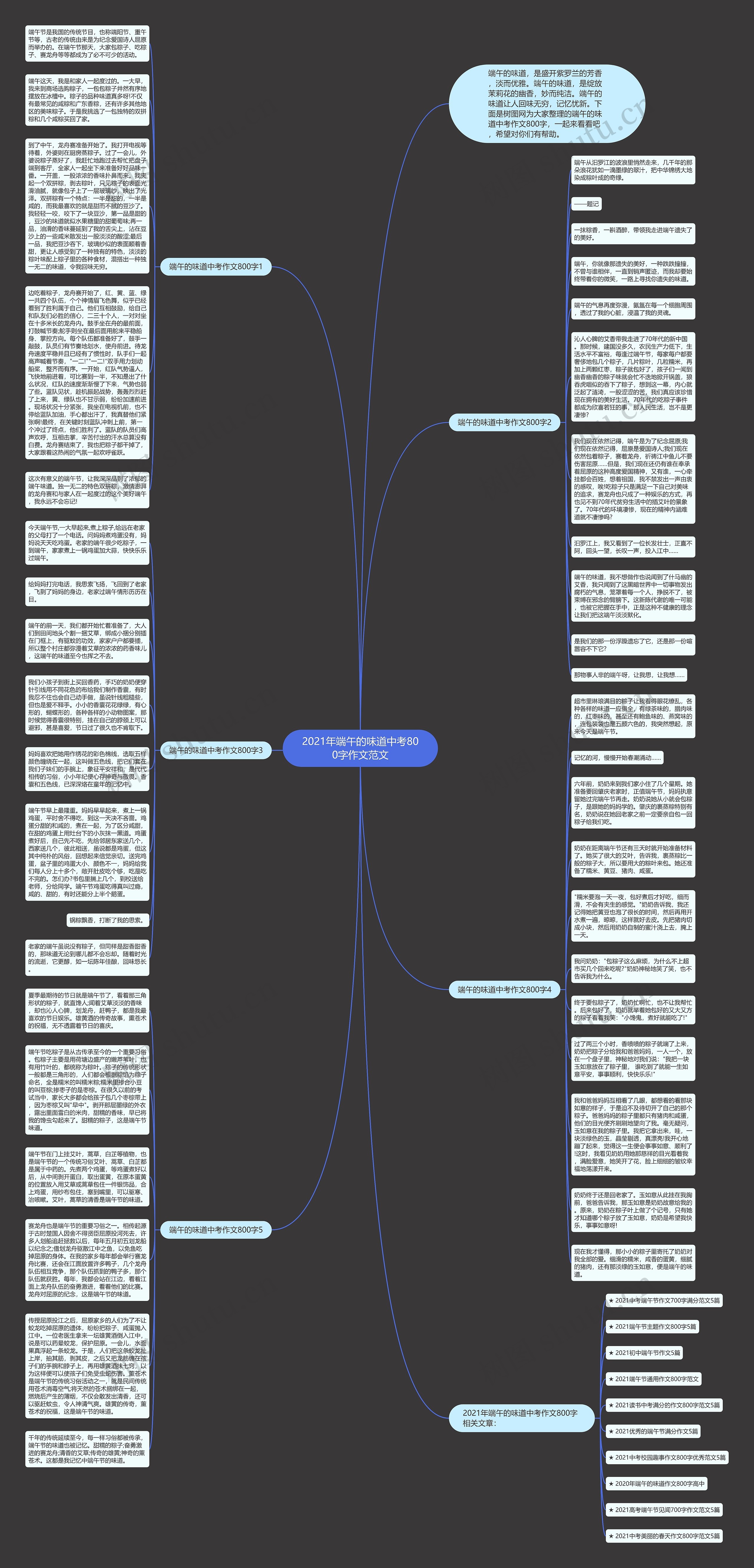 2021年端午的味道中考800字作文范文思维导图