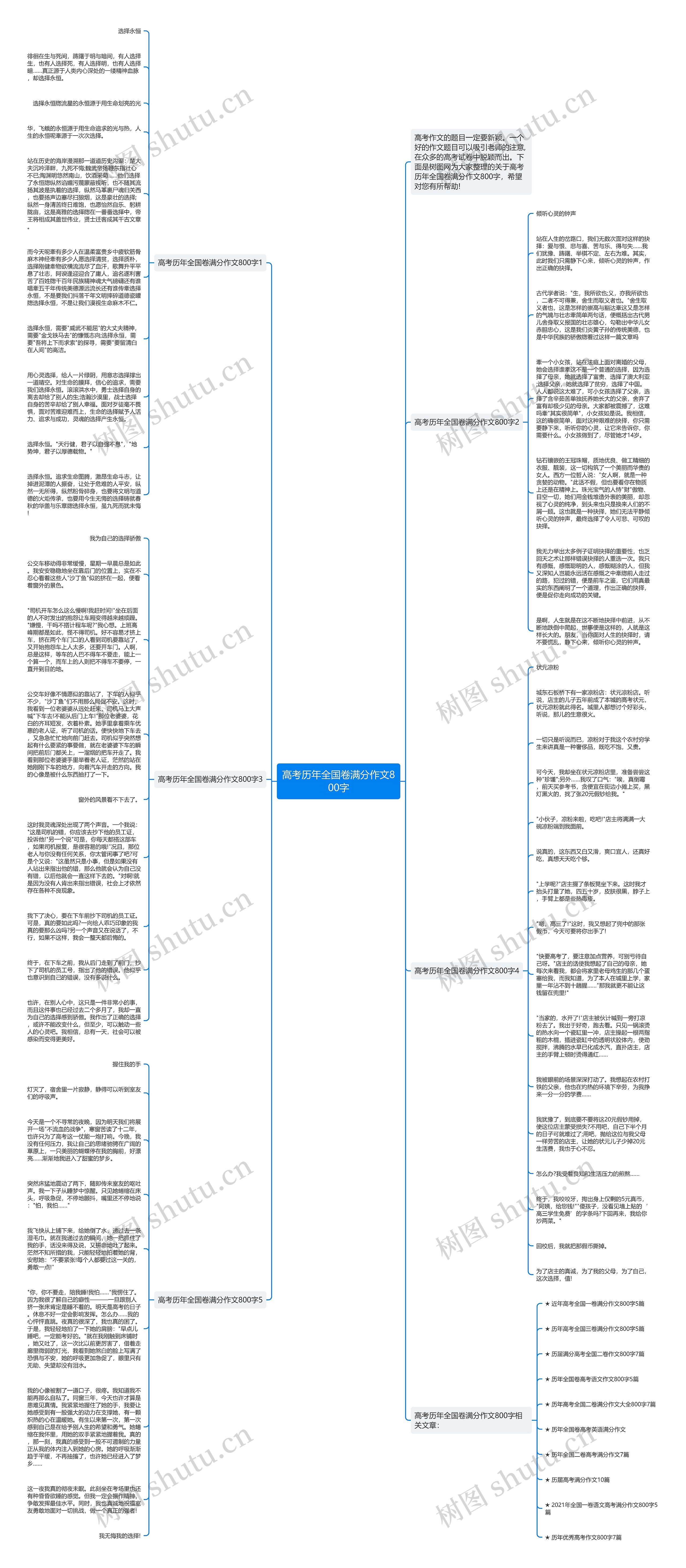 高考历年全国卷满分作文800字思维导图