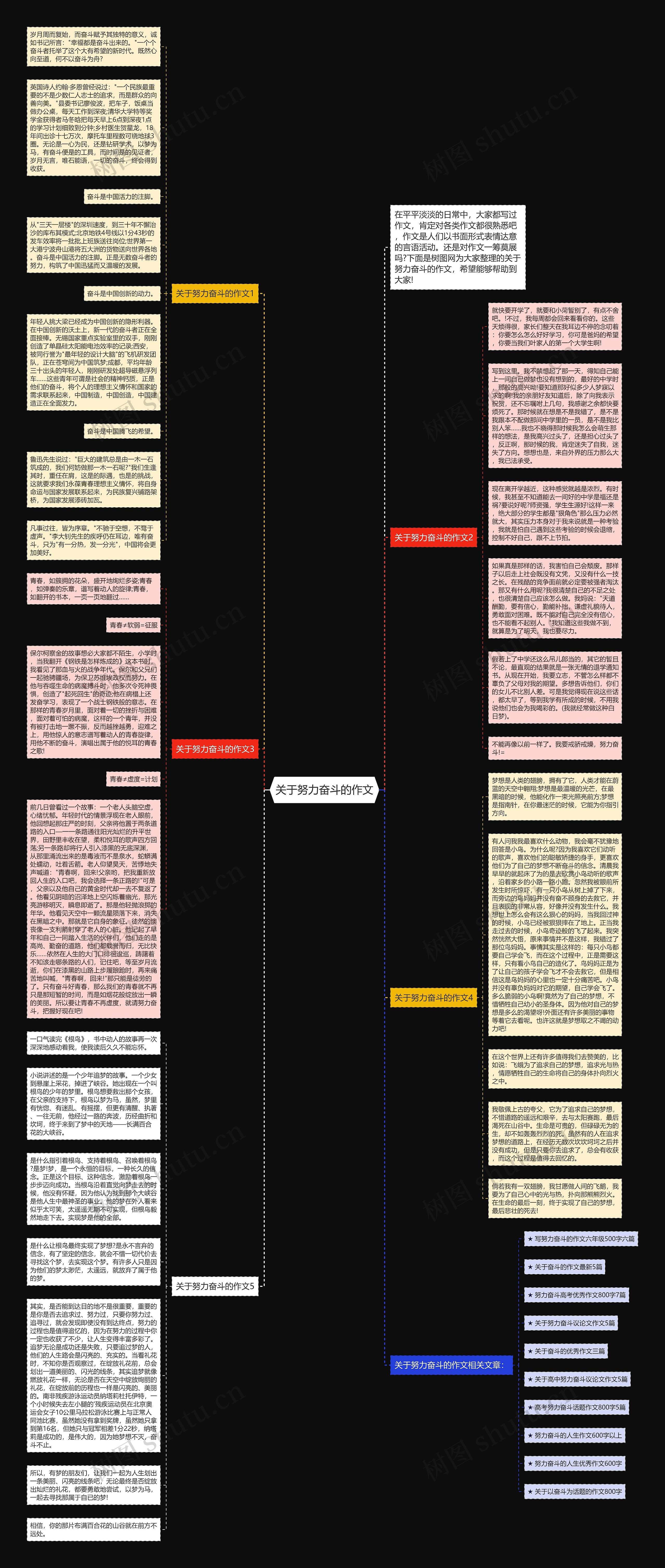 关于努力奋斗的作文思维导图