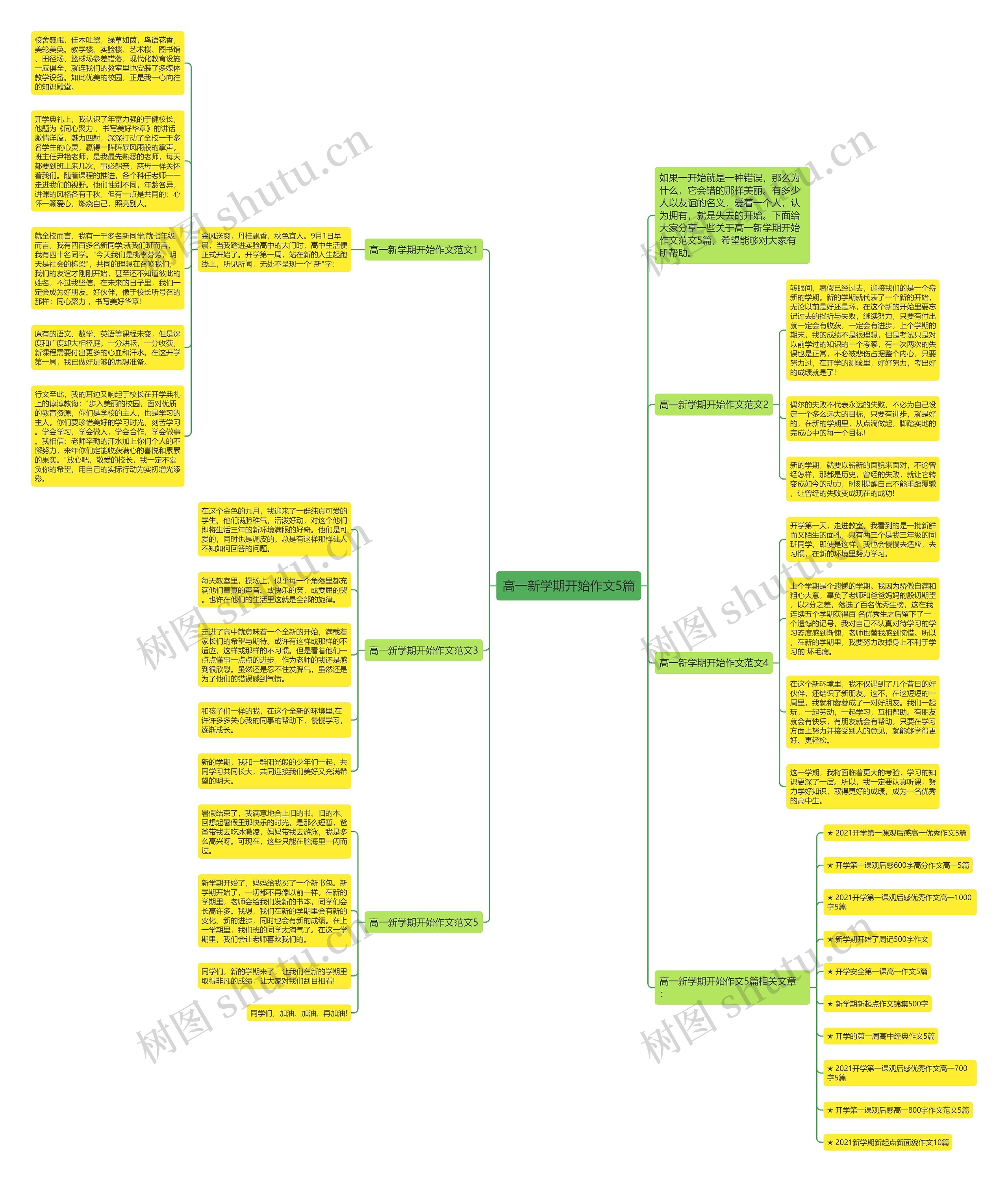 高一新学期开始作文5篇思维导图