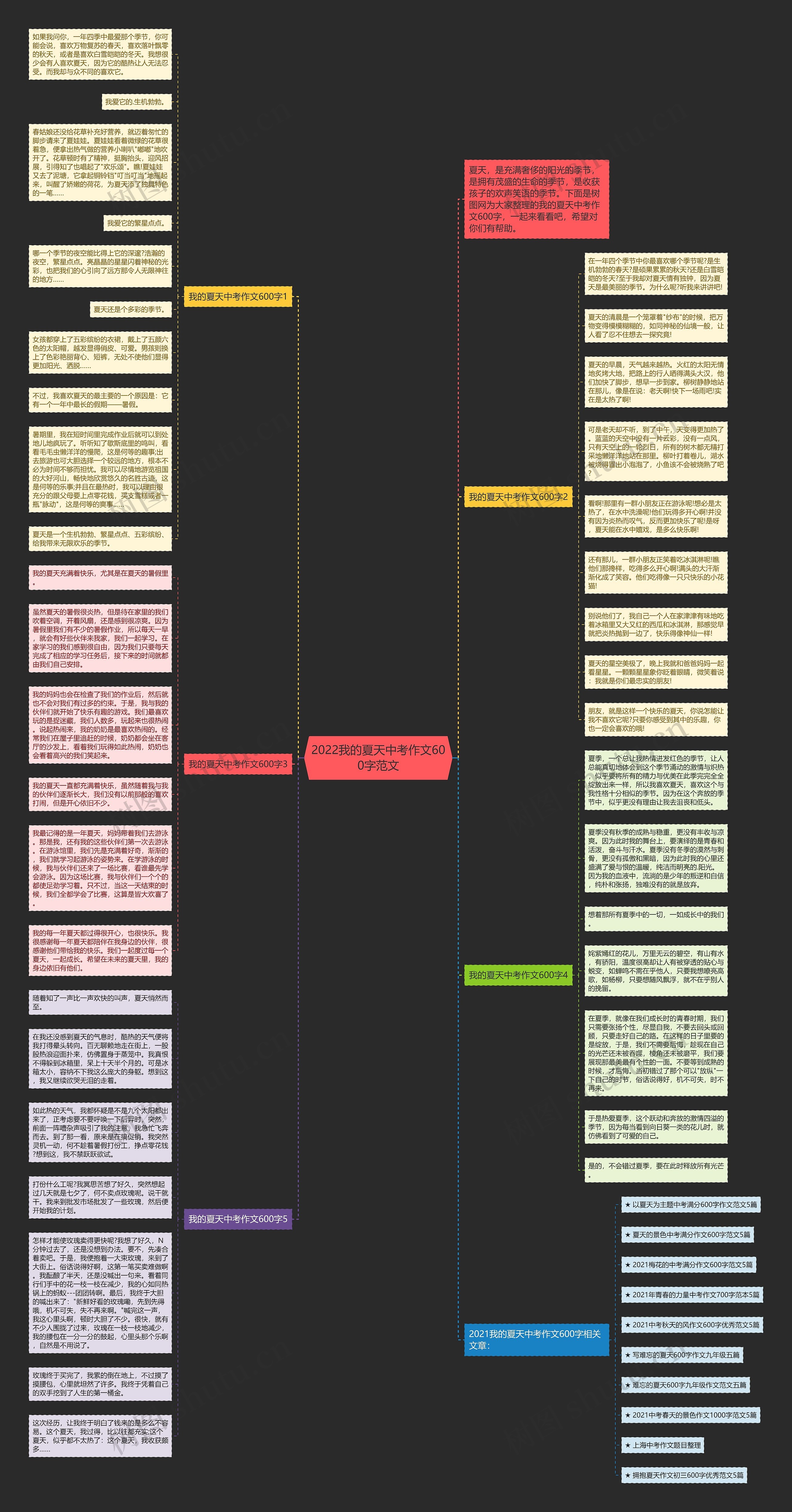 2022我的夏天中考作文600字范文思维导图