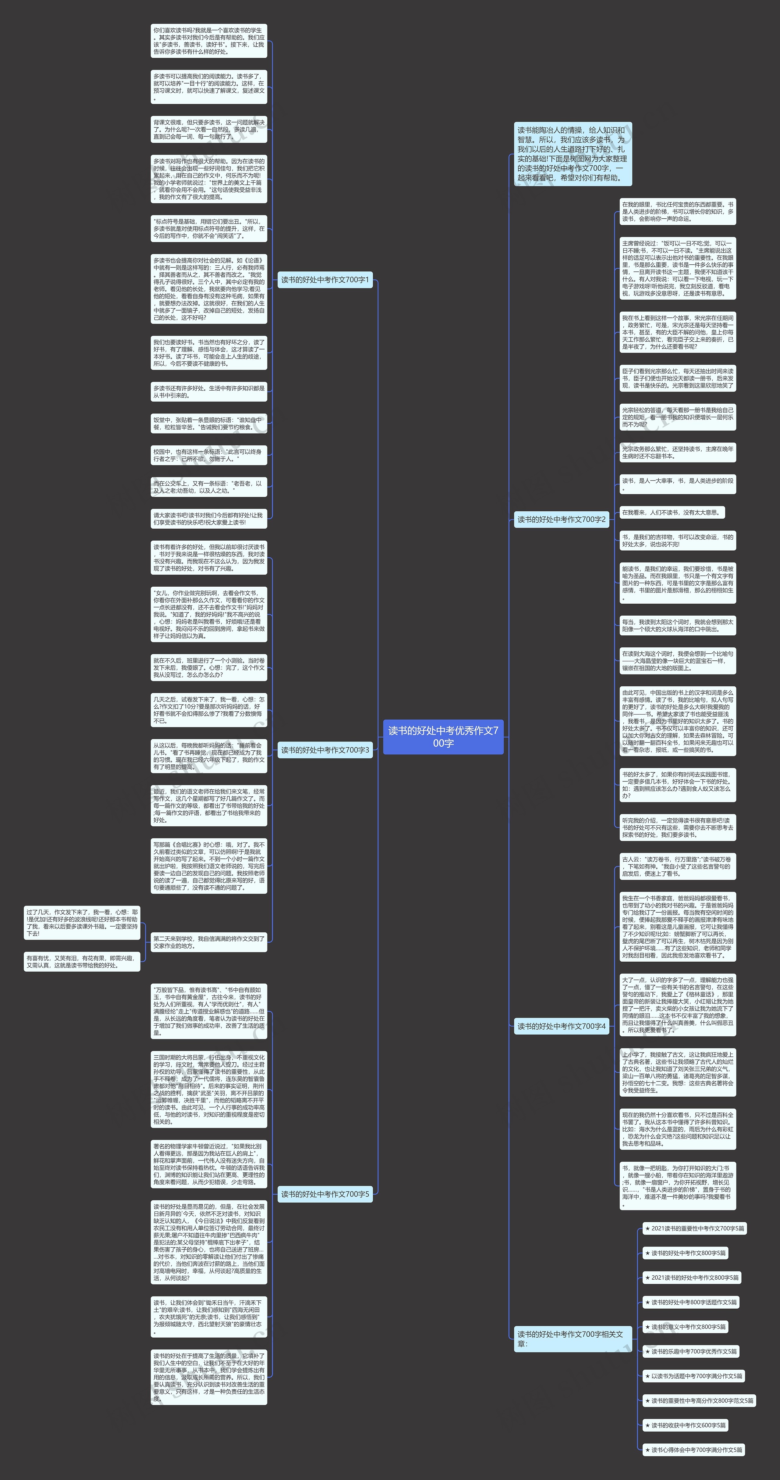 读书的好处中考优秀作文700字思维导图