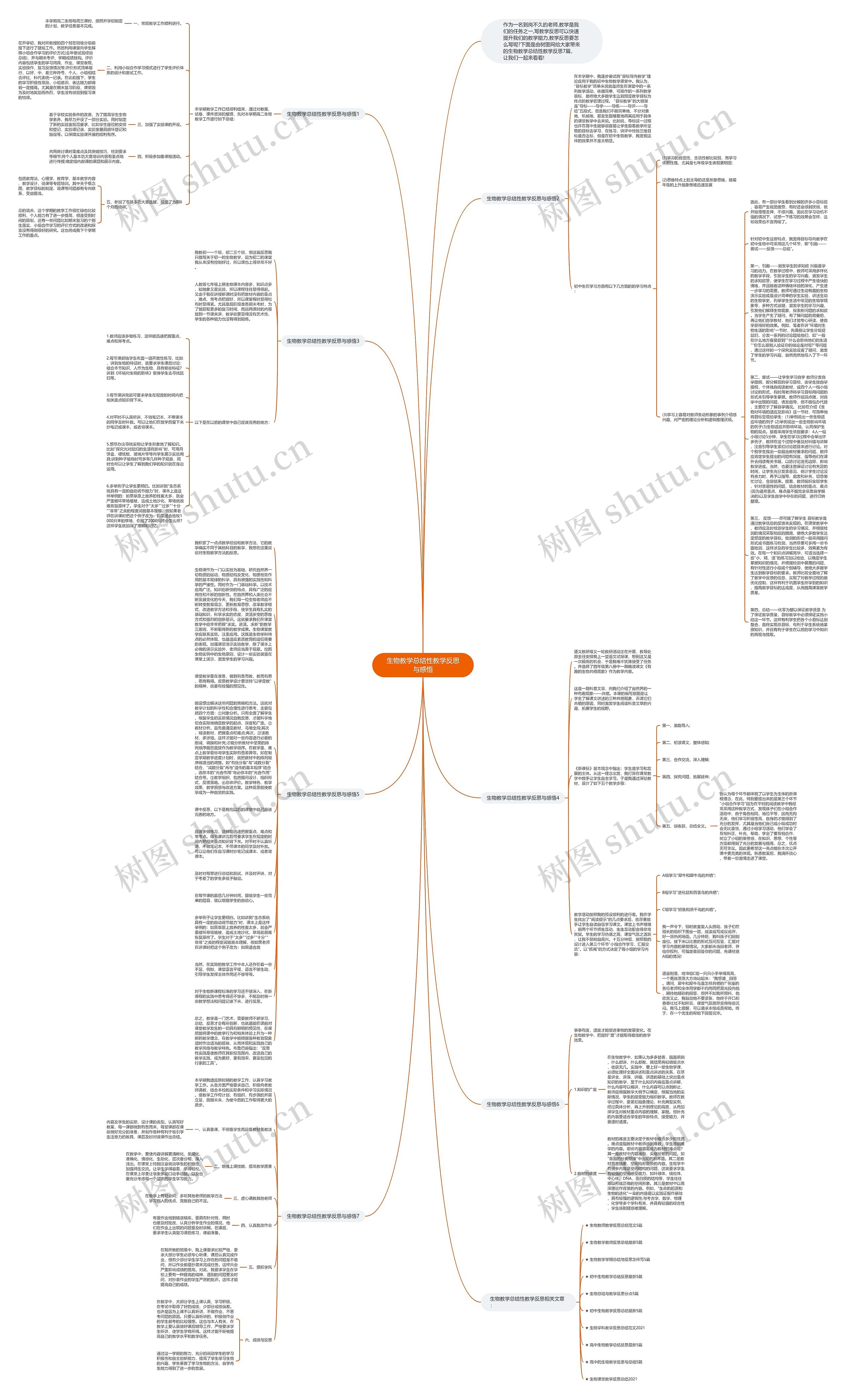 生物教学总结性教学反思与感悟思维导图